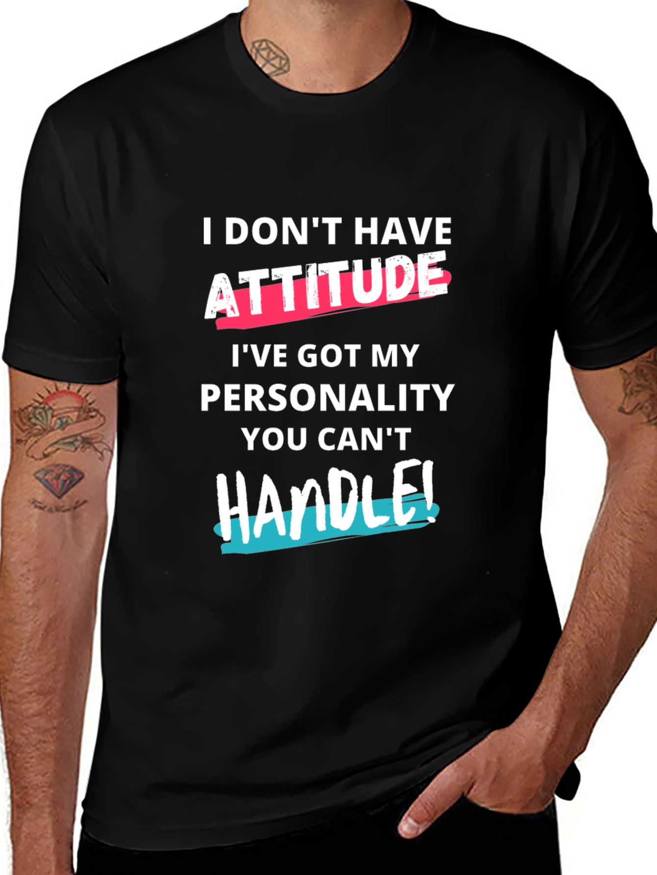 Attitude Personality Graphic Tee - Black