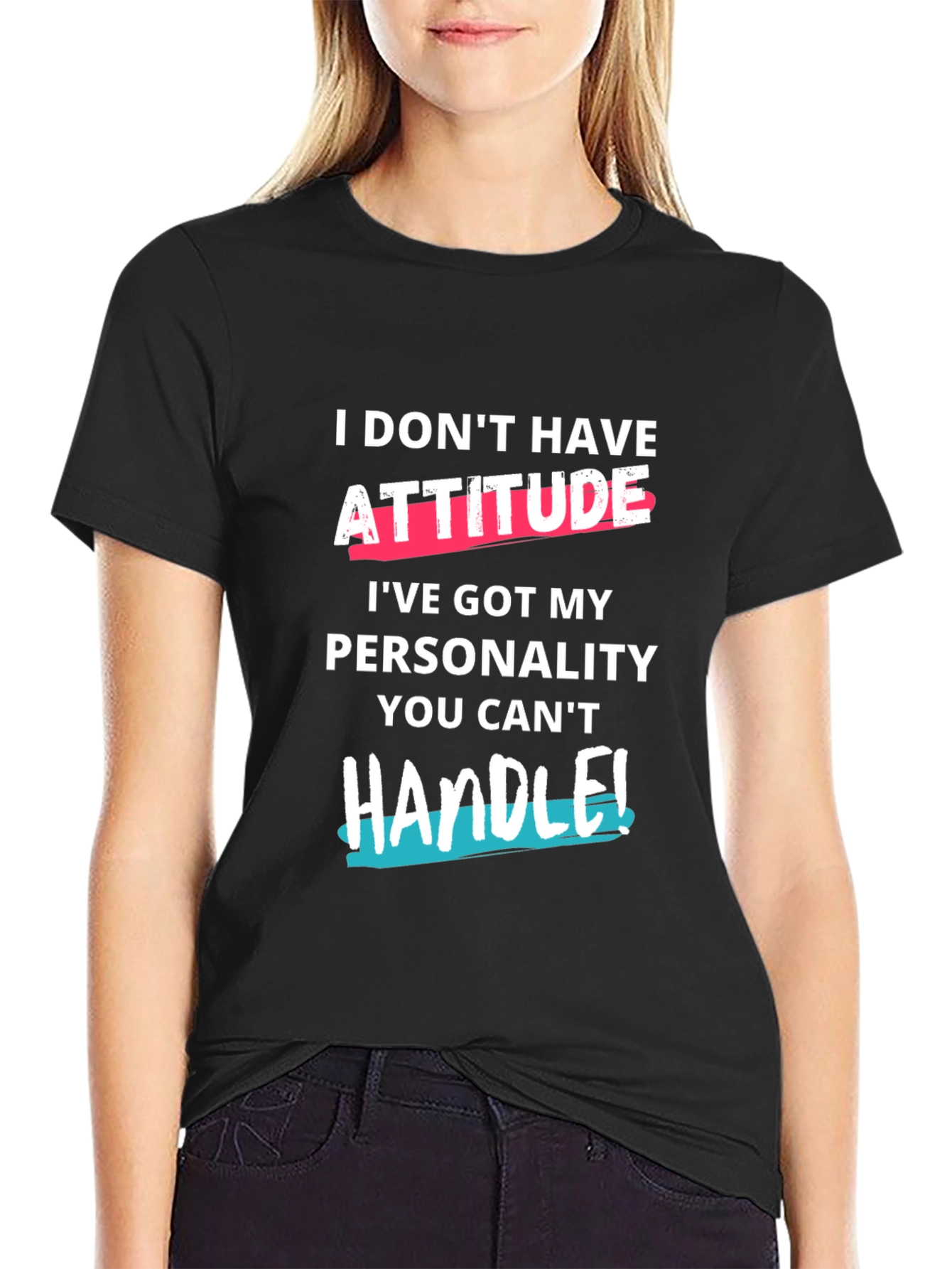 Attitude Personality Graphic Tee - Black