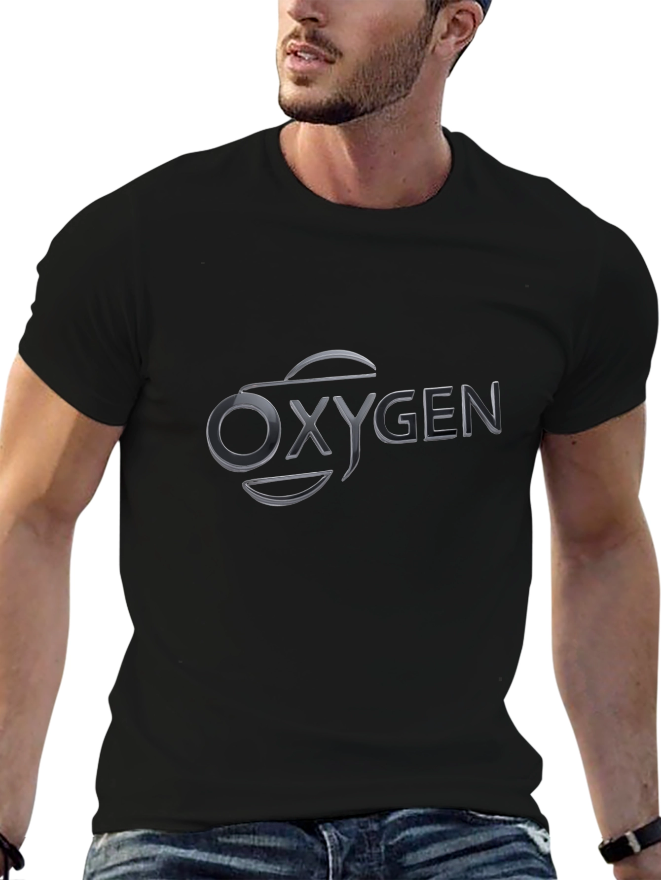 Oxygen Graphic T-Shirt - Black Crew Neck