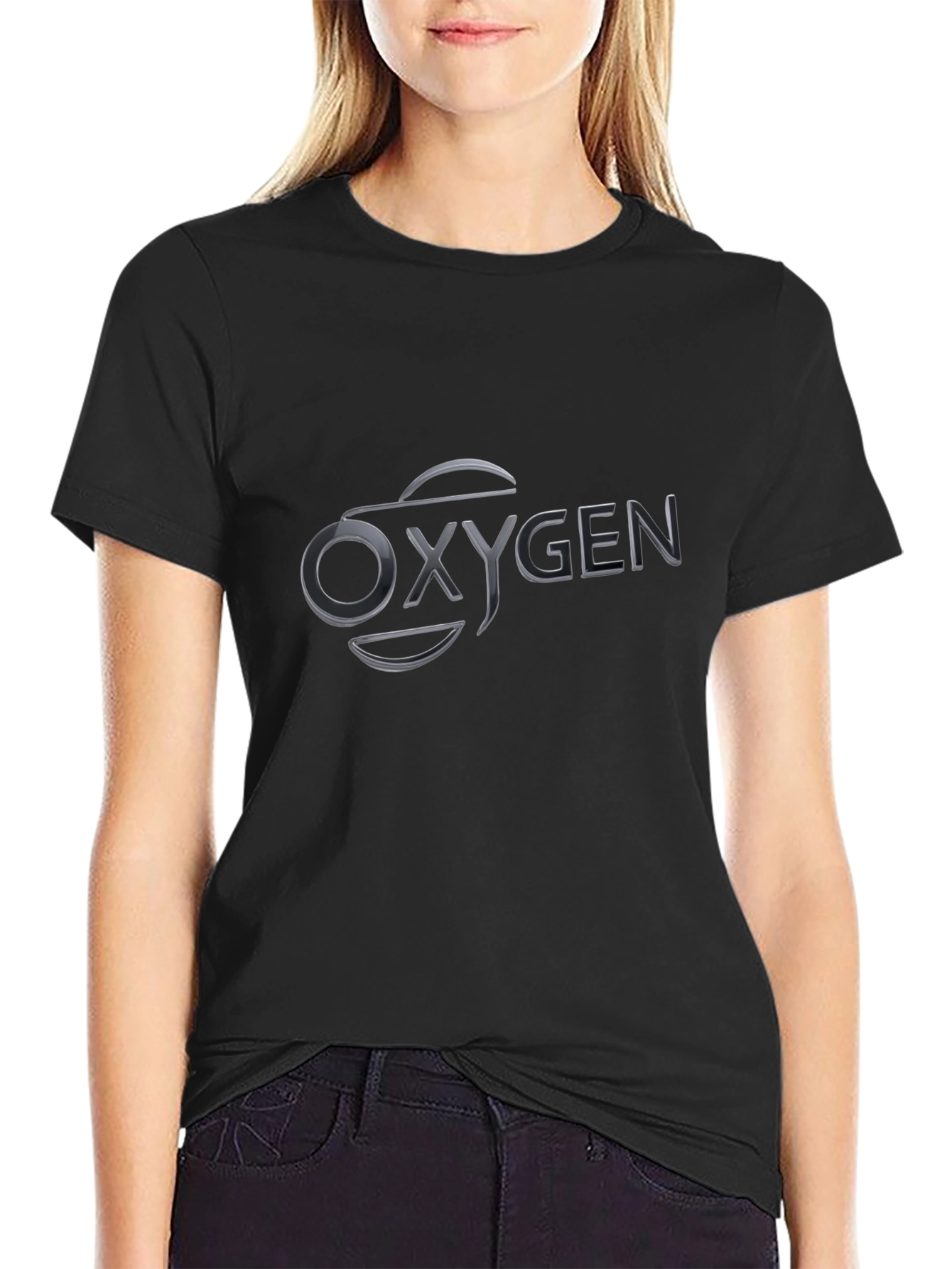 Oxygen Graphic T-Shirt - Black Crew Neck