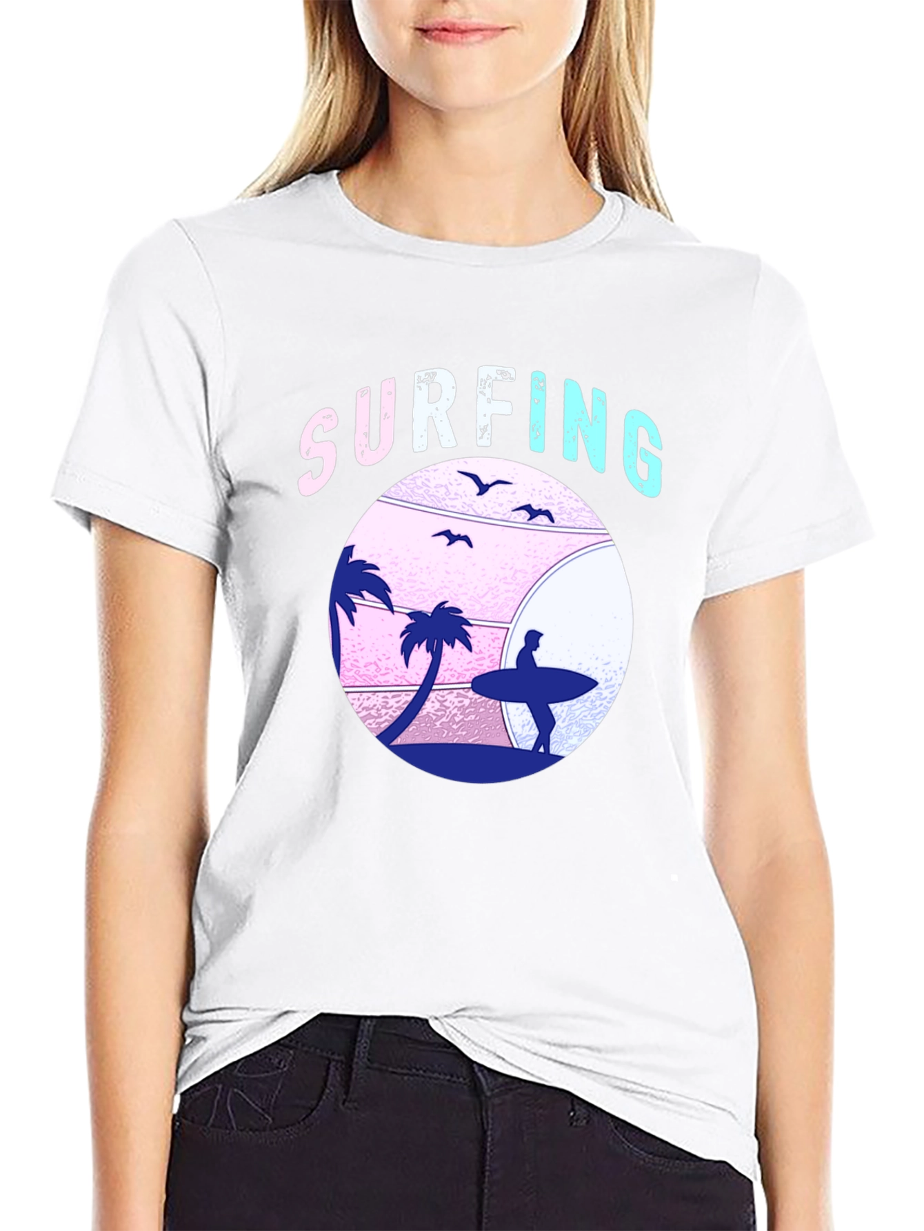 Surfing Beach Graphic T-Shirt