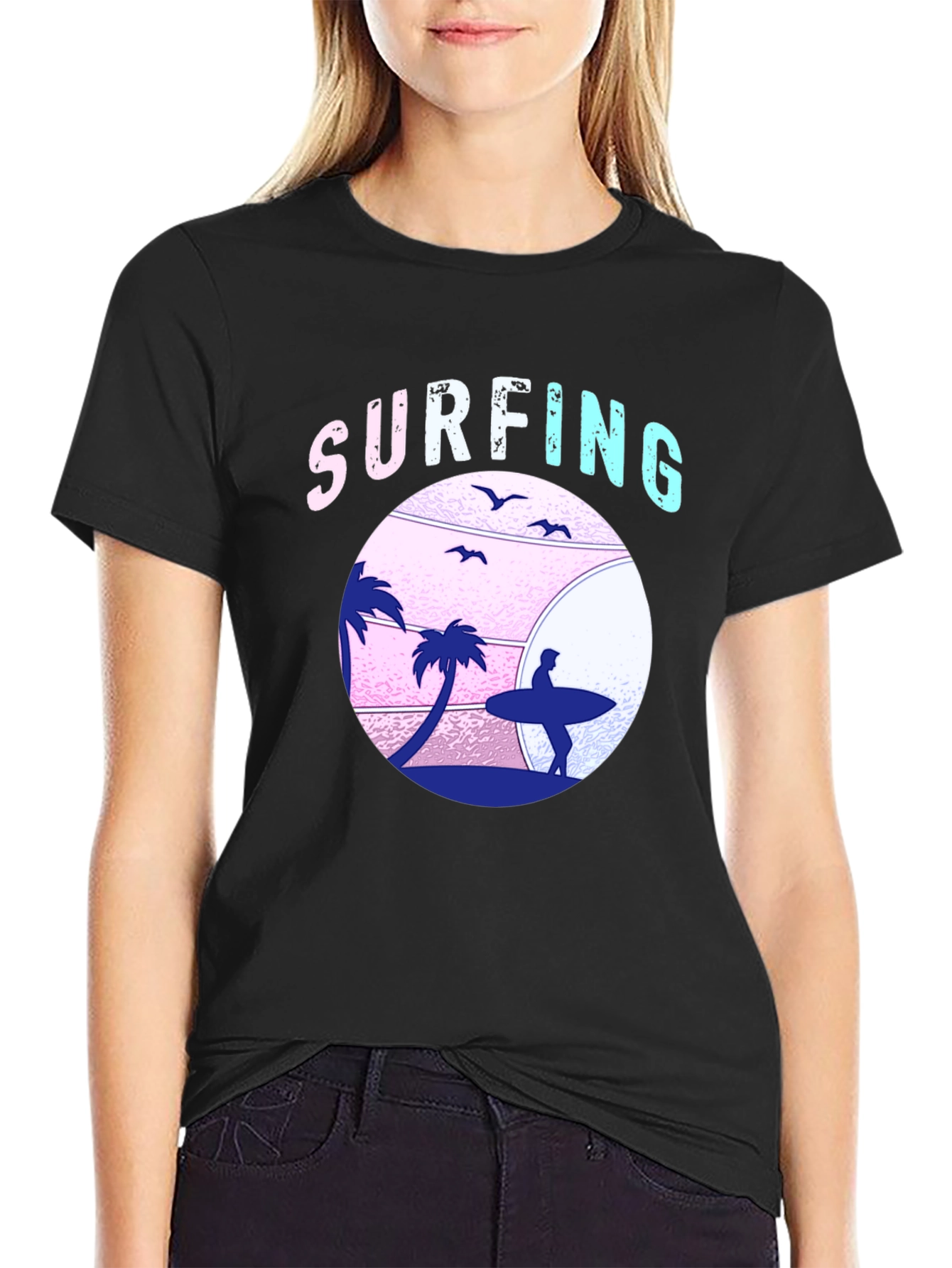 Surfing Beach Graphic T-Shirt