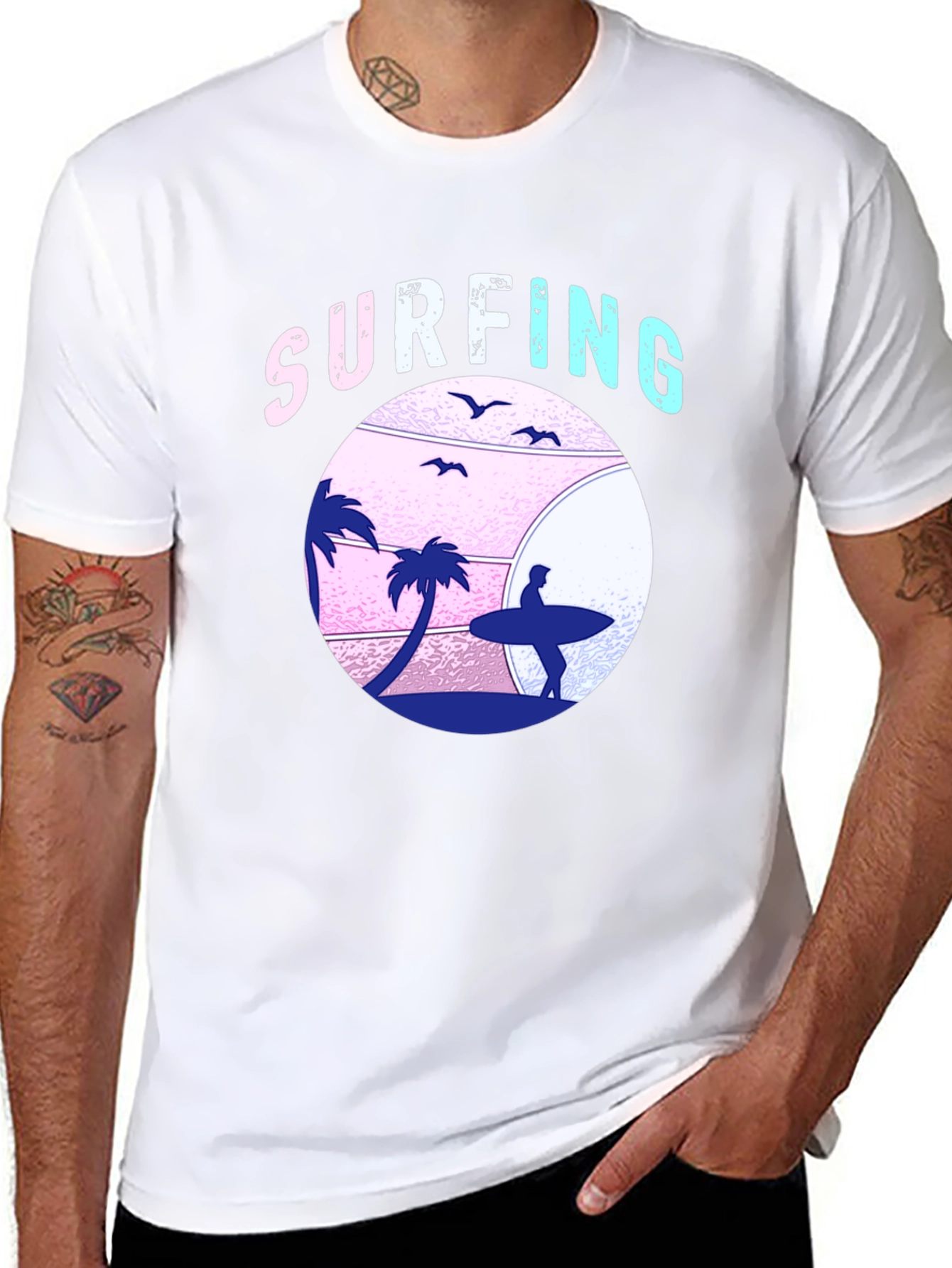 Surfing Beach Graphic T-Shirt