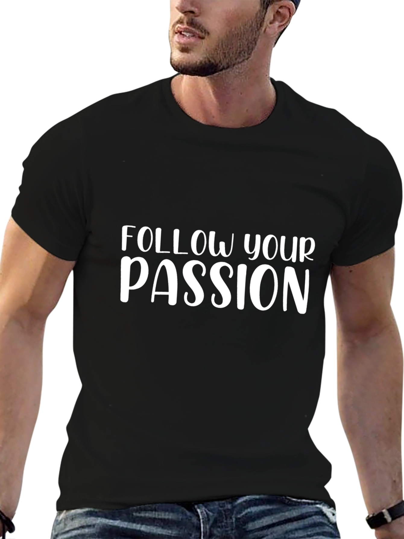 Follow Your Passion Black Graphic Tee