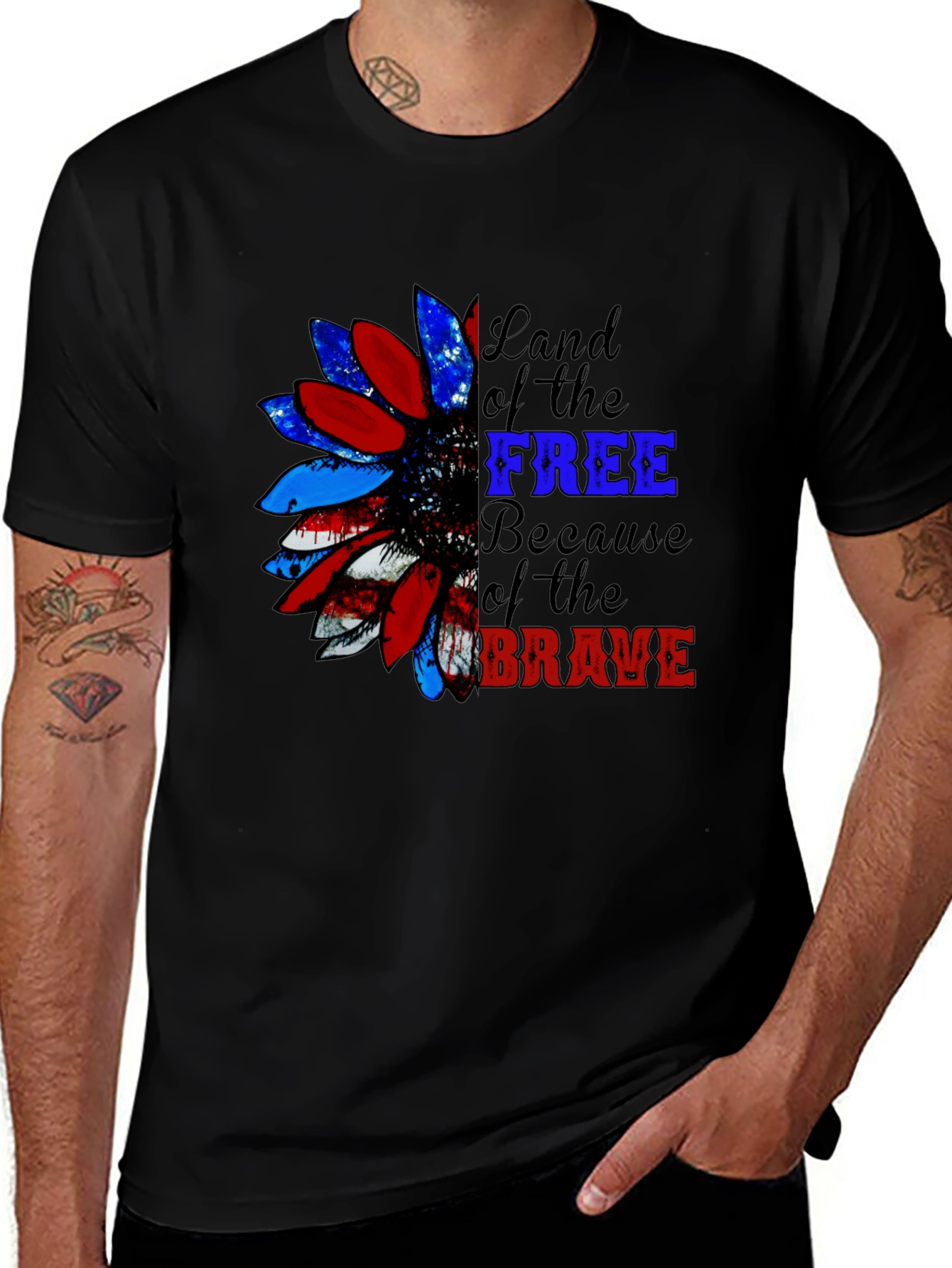 Patriotic Sunflower Graphic Tee - Land of the Free