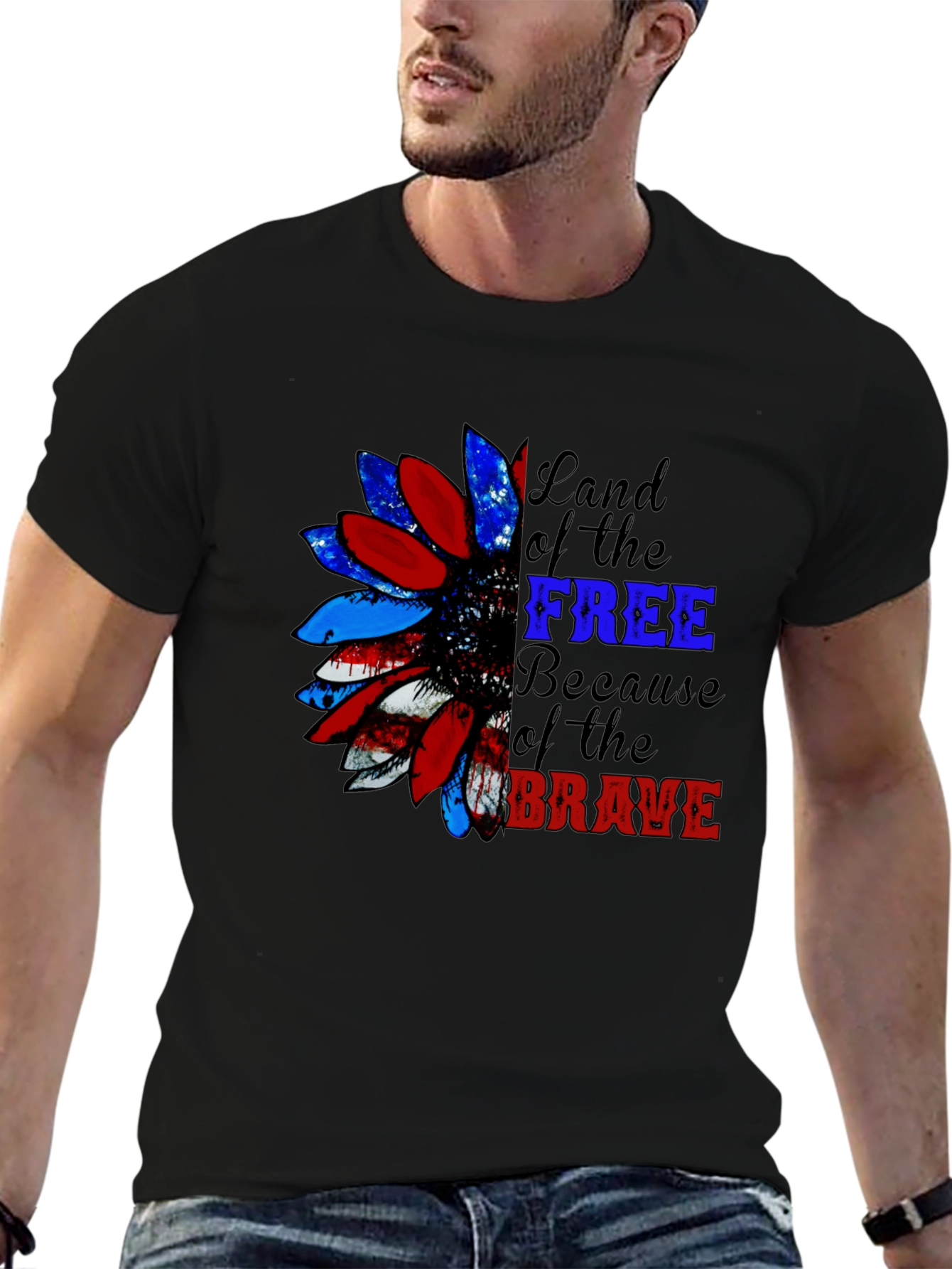 Patriotic Sunflower Graphic Tee - Land of the Free