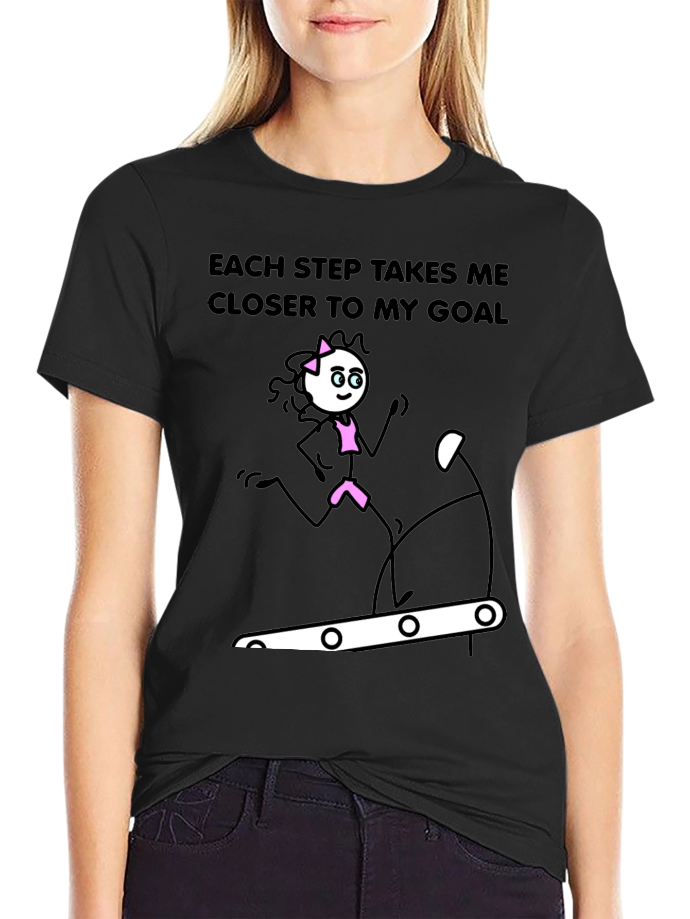 Motivational Fitness Stick Figure Graphic T-Shirt