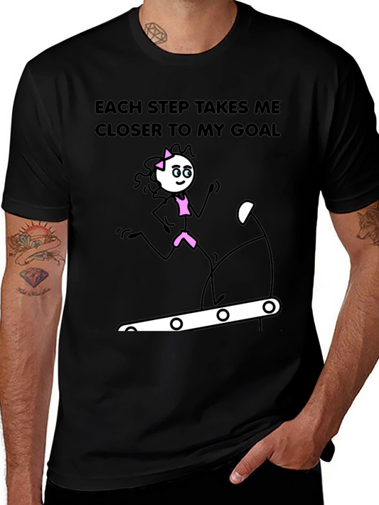 Motivational Fitness Stick Figure Graphic T-Shirt