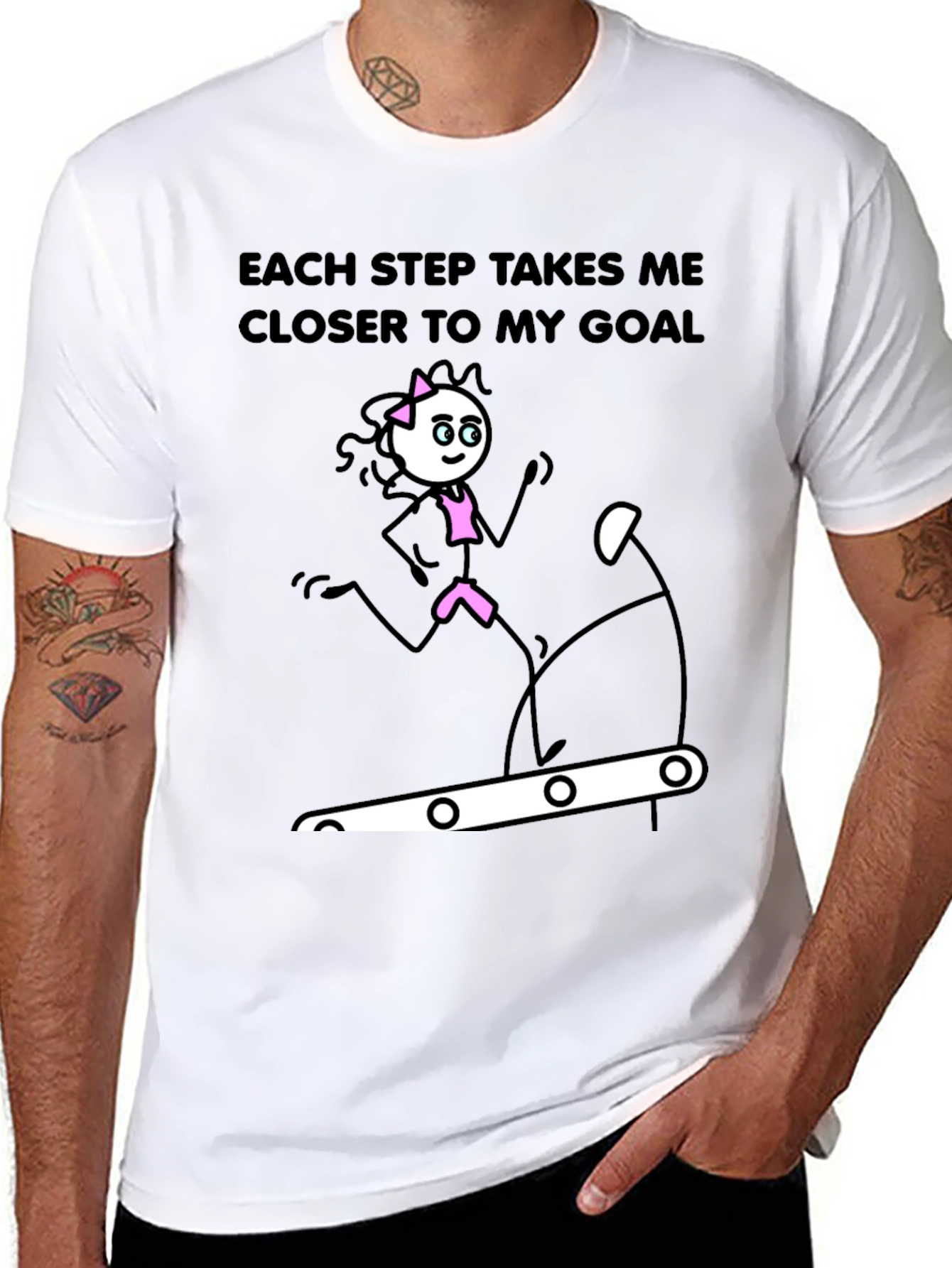 Motivational Fitness Stick Figure Graphic T-Shirt