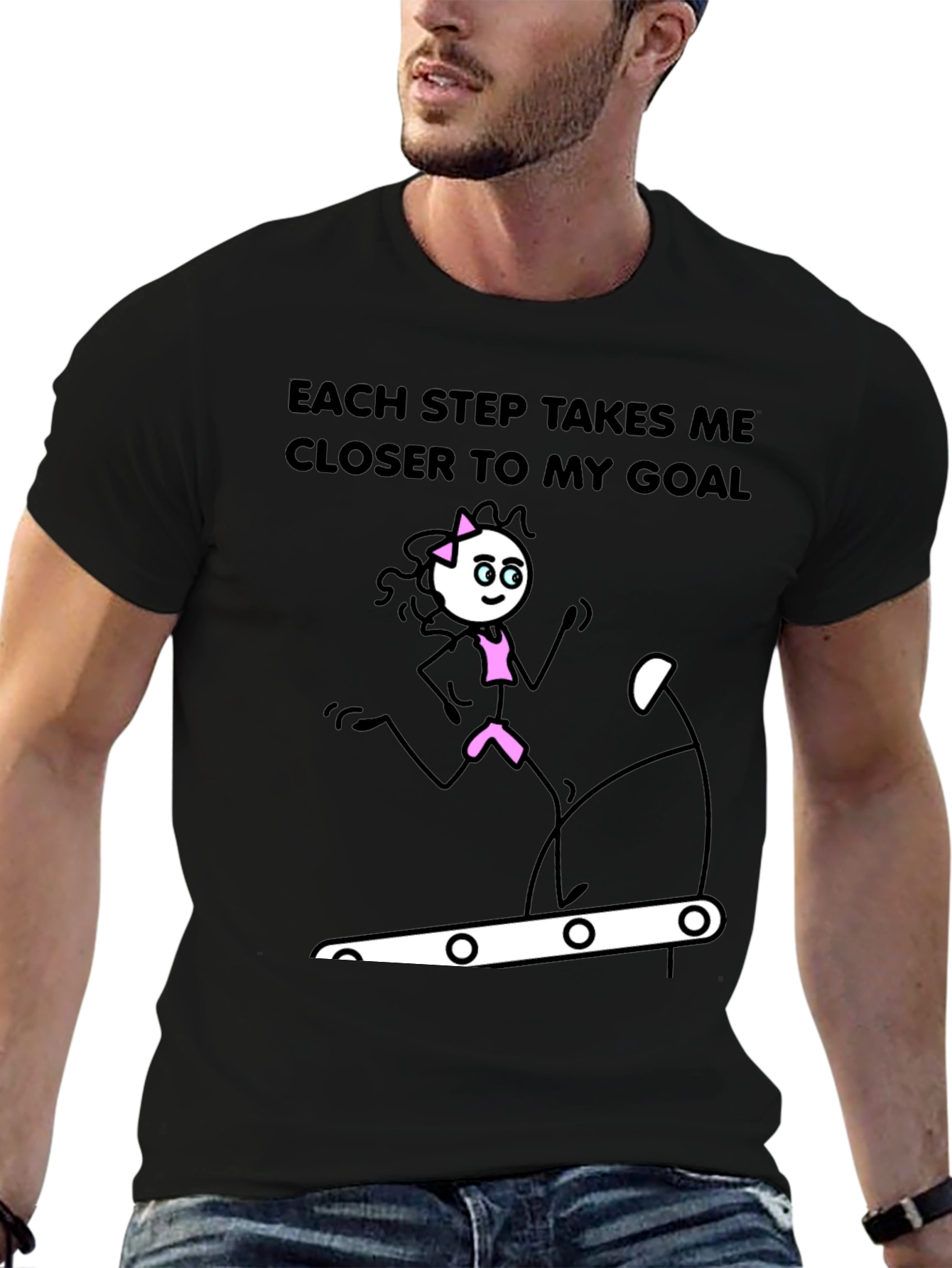 Motivational Fitness Stick Figure Graphic T-Shirt