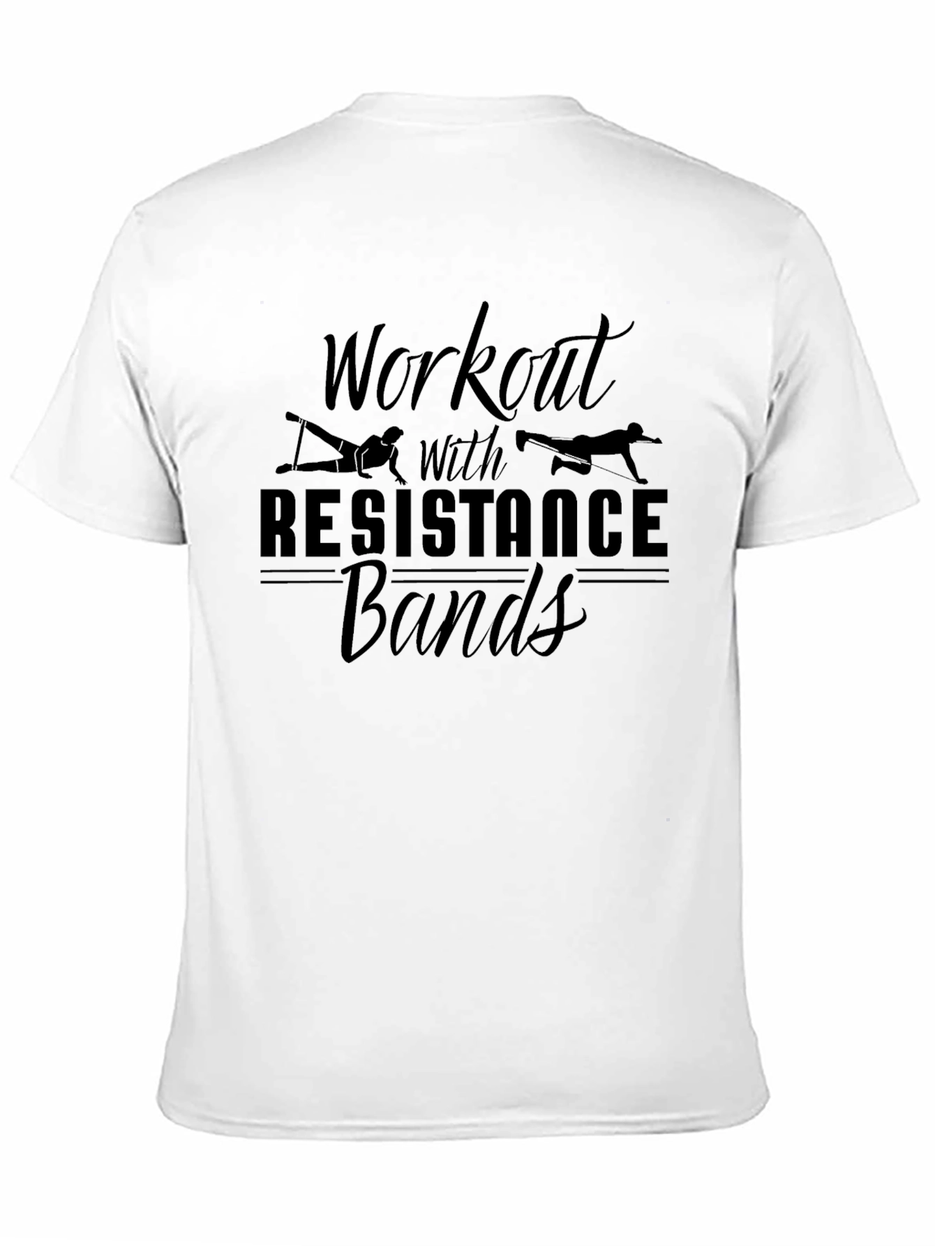 Workout with Resistance Bands Black T-Shirt