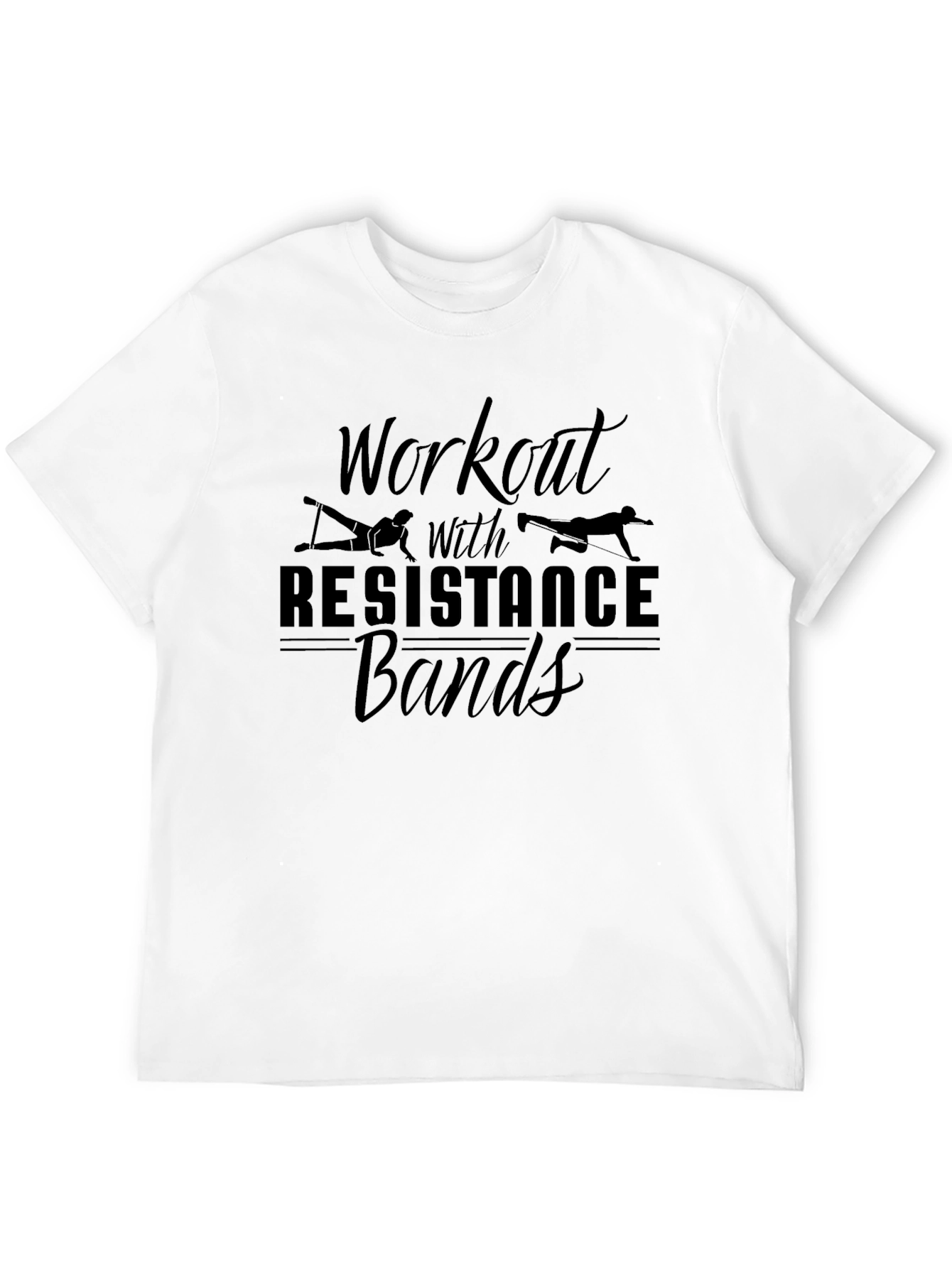 Workout with Resistance Bands Black T-Shirt