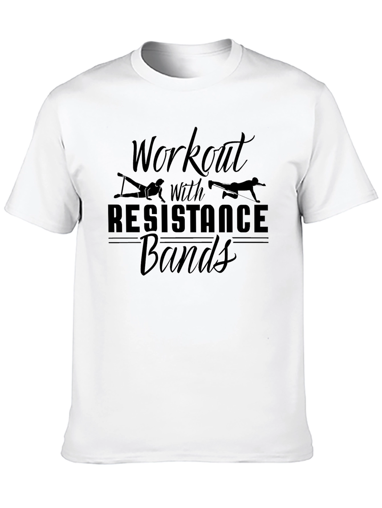 Workout with Resistance Bands Black T-Shirt