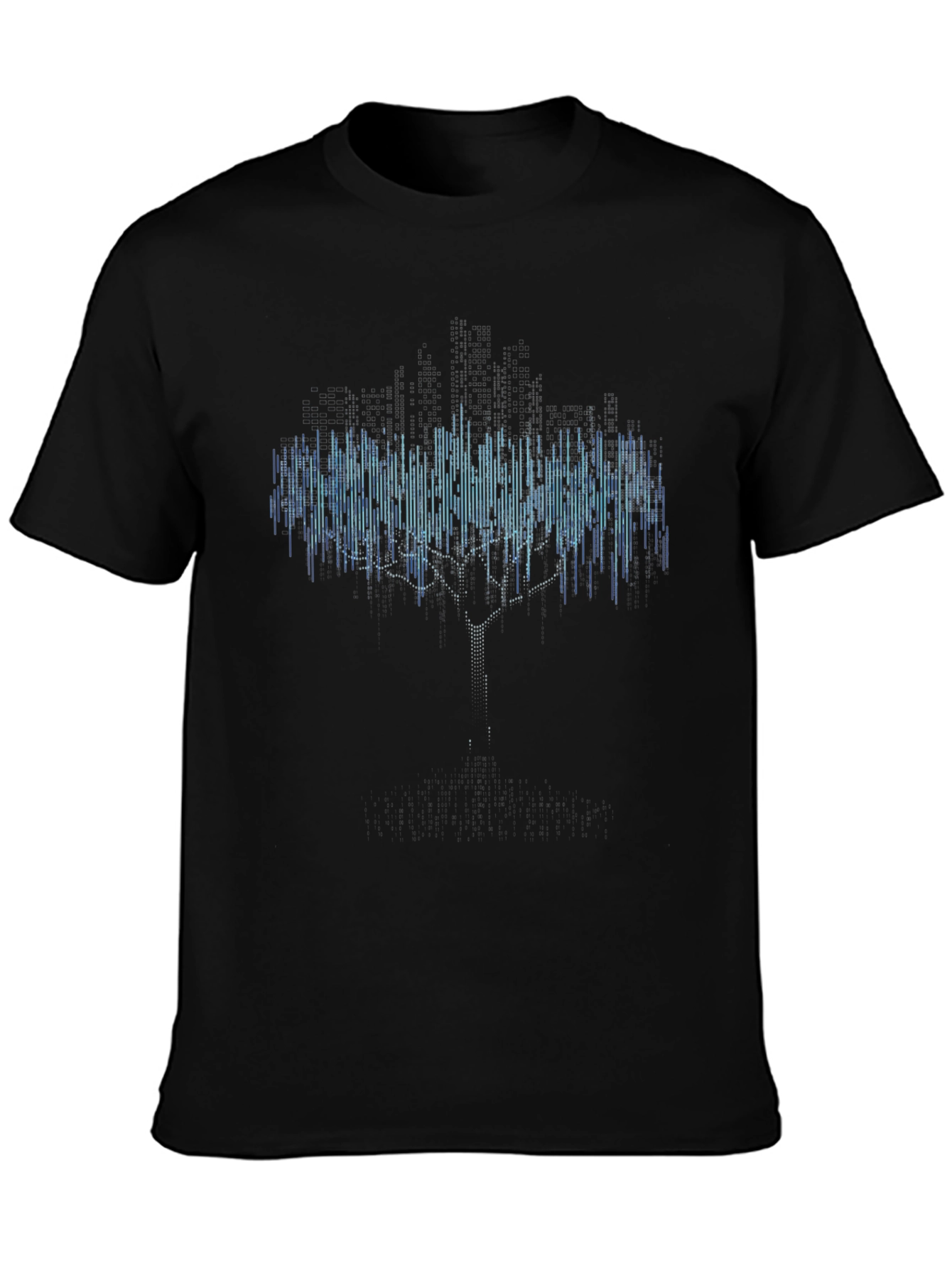 Digital Tree Black T-Shirt - Modern Graphic Tee