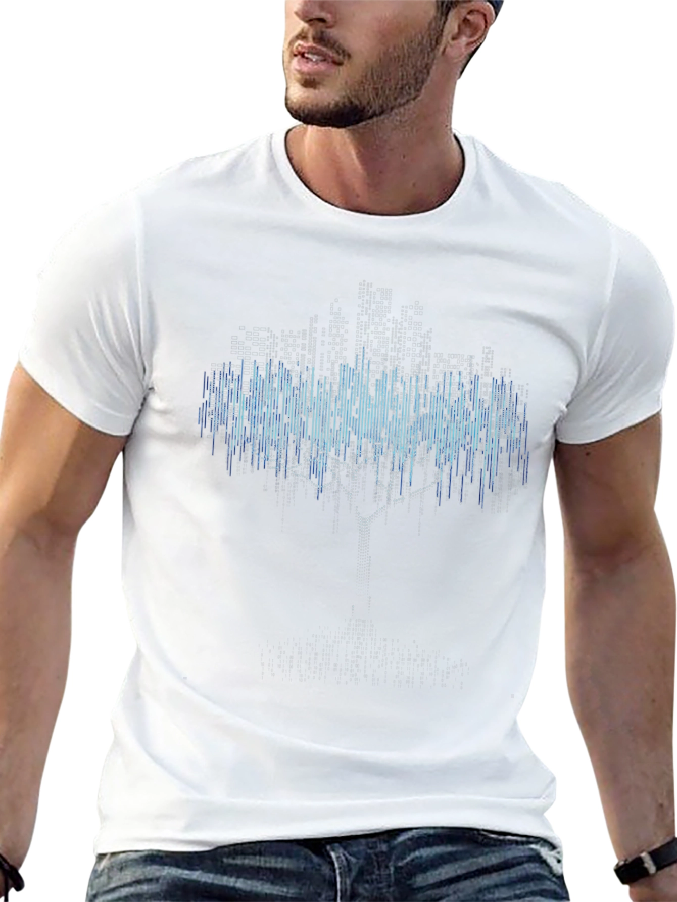 Digital Tree Black T-Shirt - Modern Graphic Tee