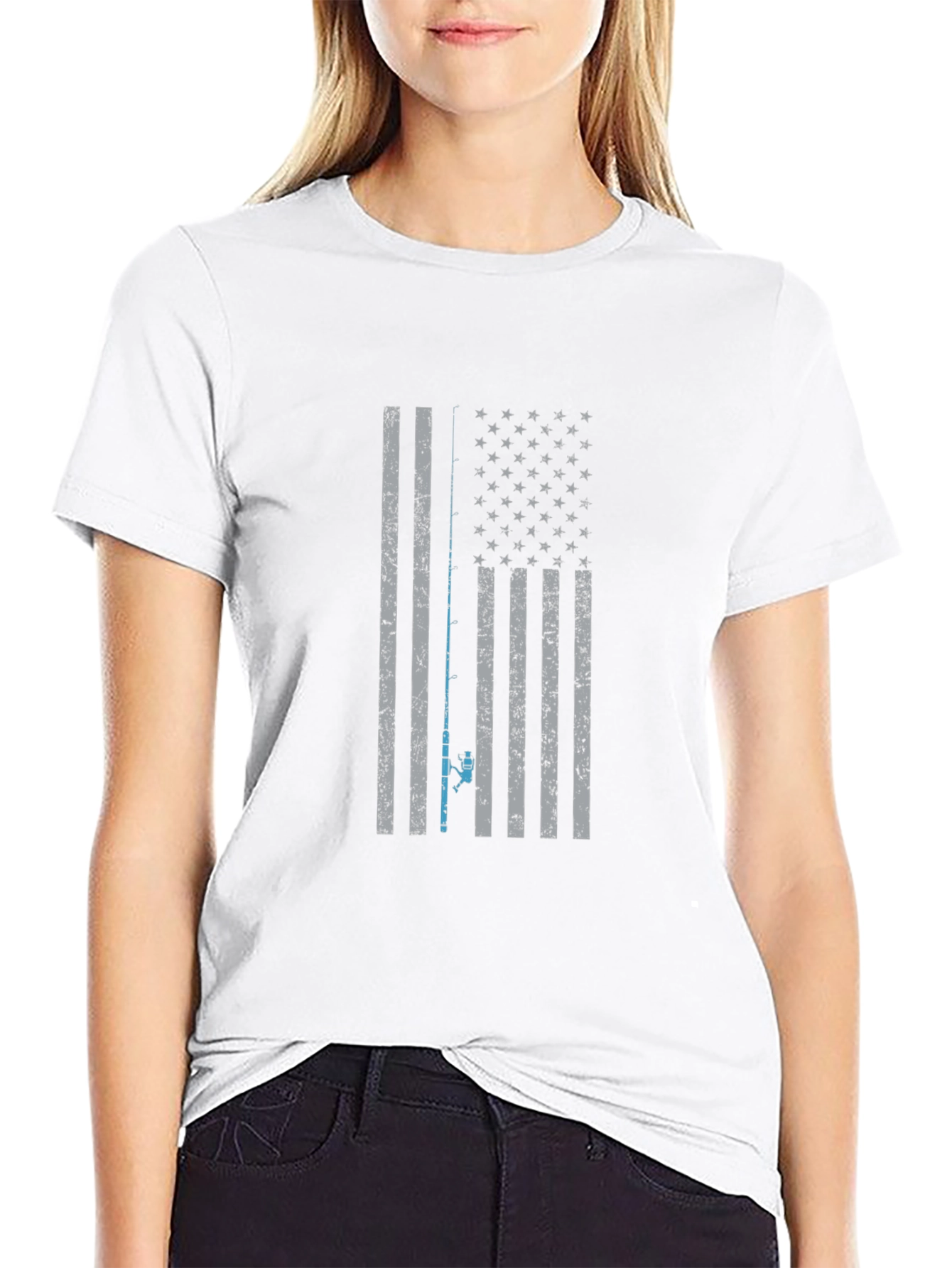 Fishing Flag Graphic T-Shirt - Patriotic Angler Apparel