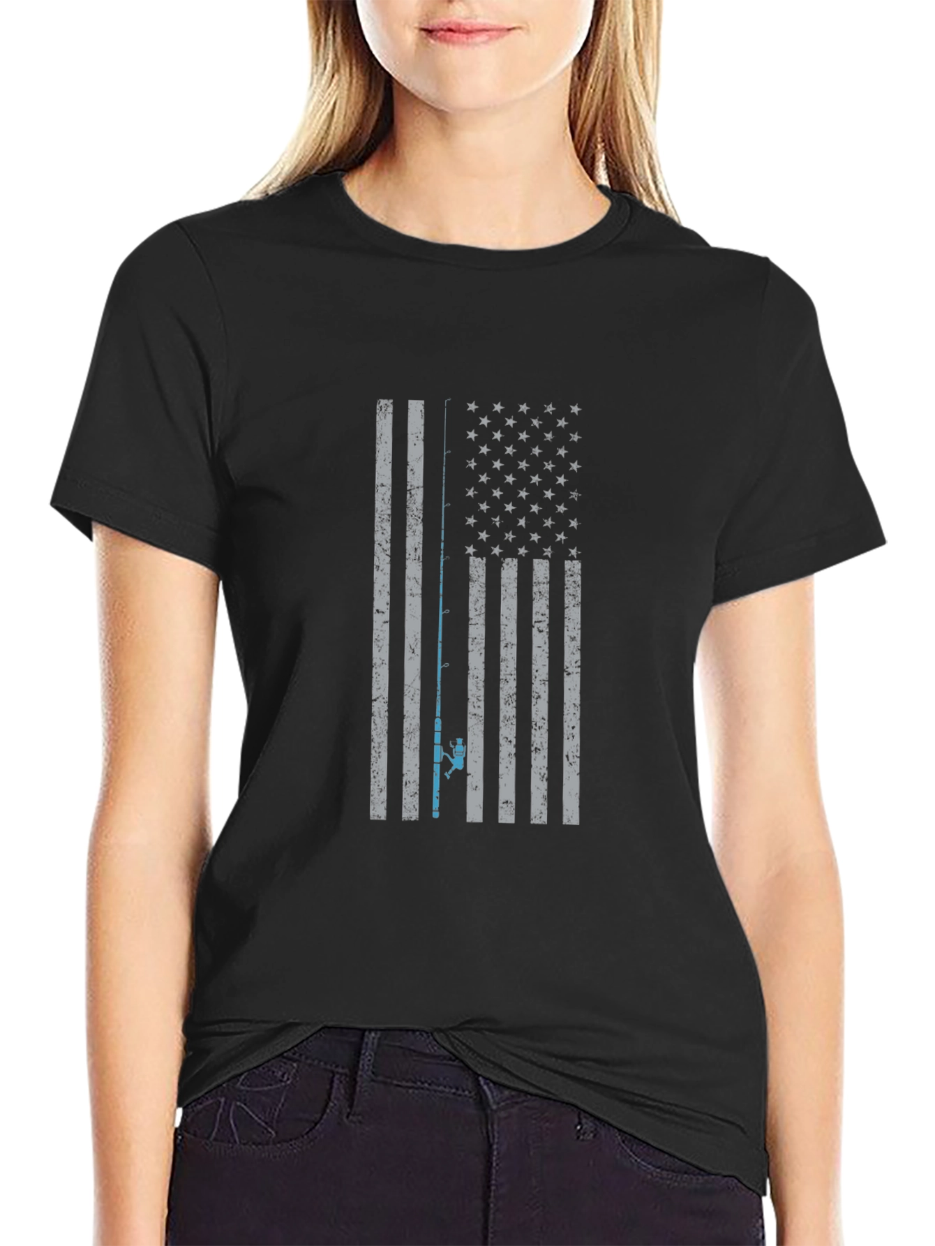 Fishing Flag Graphic T-Shirt - Patriotic Angler Apparel