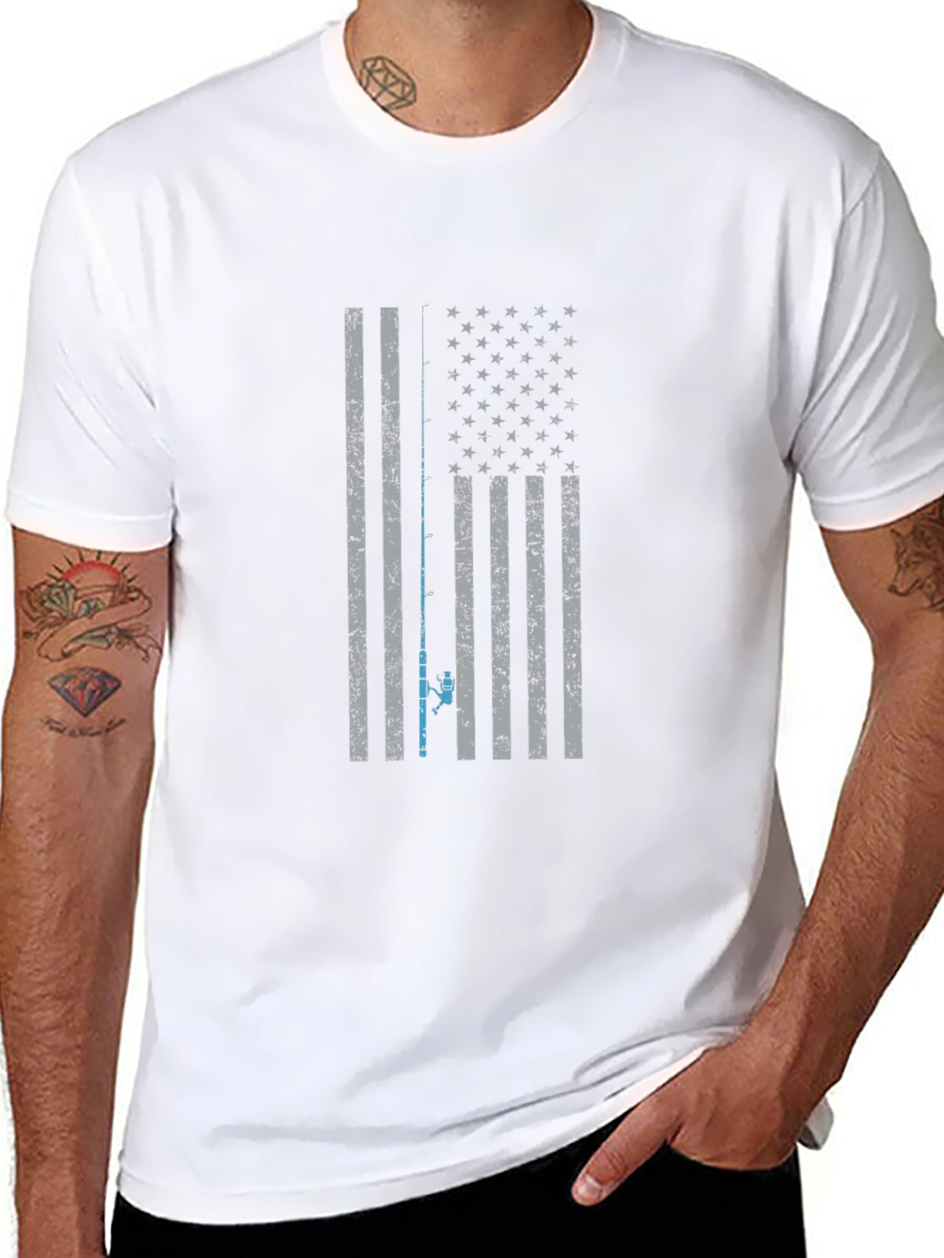 Fishing Flag Graphic T-Shirt - Patriotic Angler Apparel