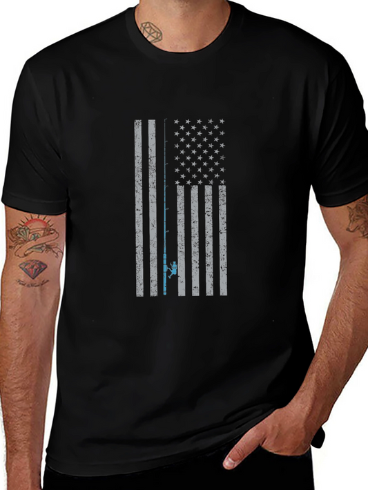 Fishing Flag Graphic T-Shirt - Patriotic Angler Apparel