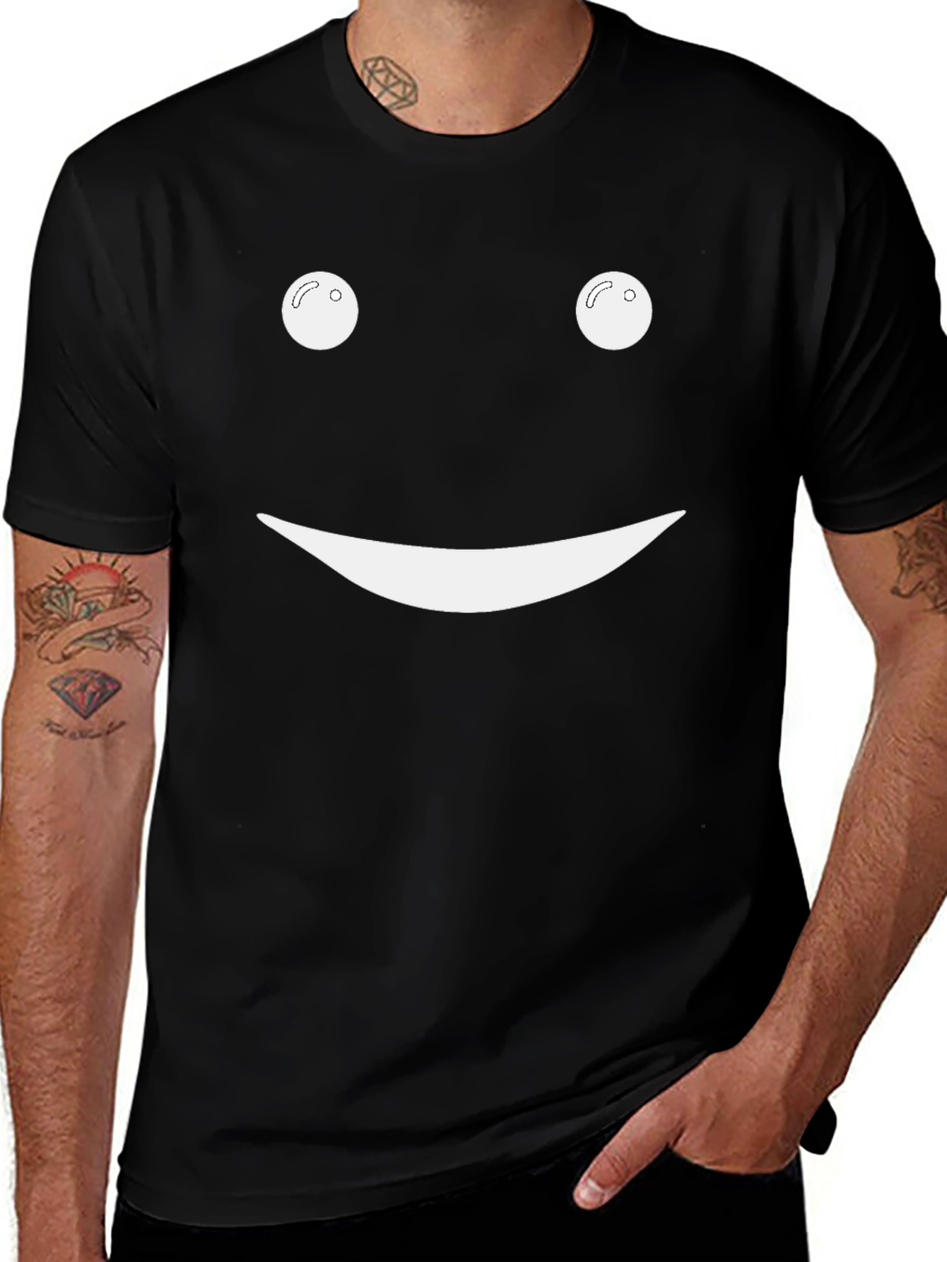 Smiley Face Black T-Shirt - Classic Graphic Tee