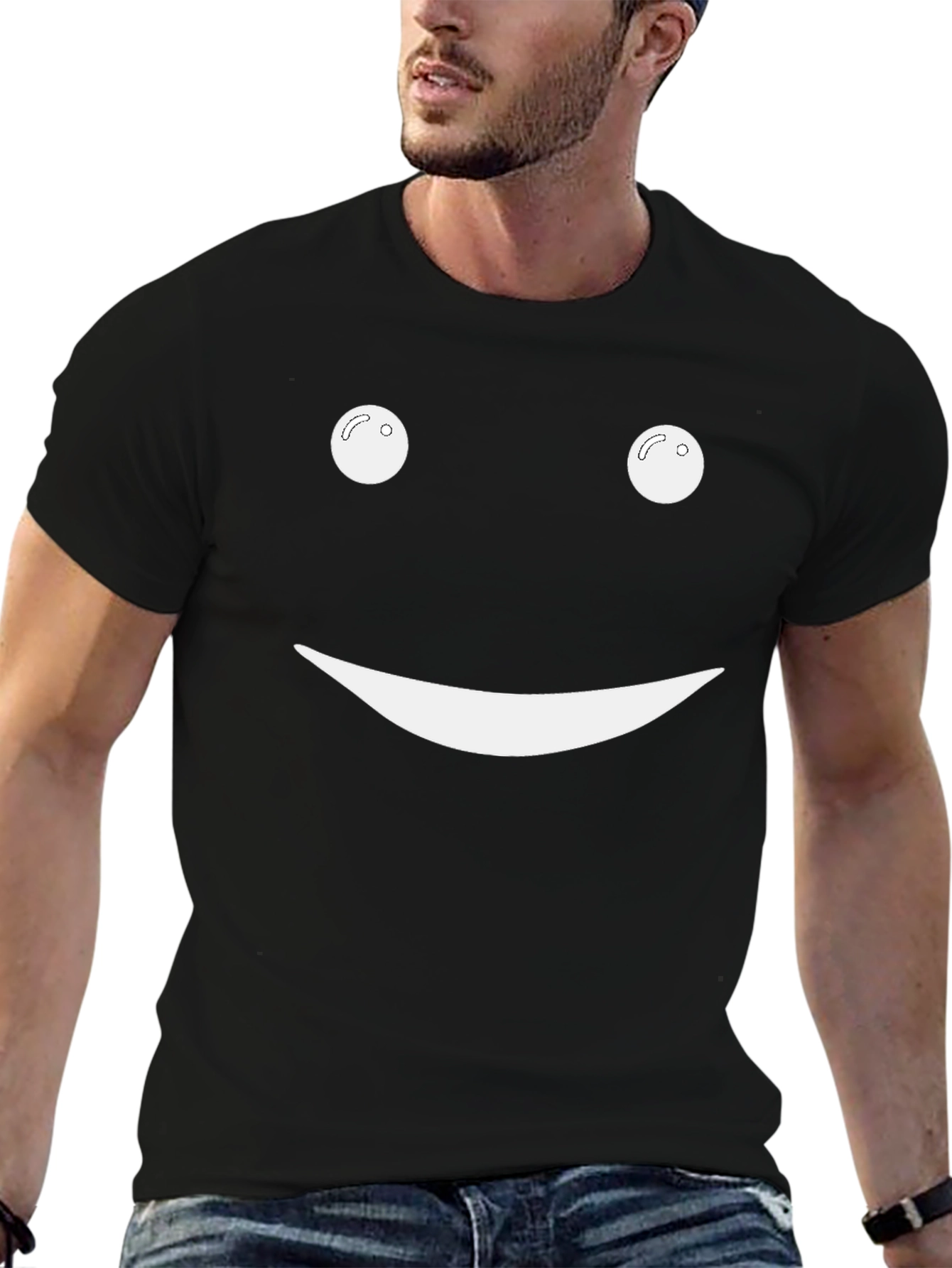 Smiley Face Black T-Shirt - Classic Graphic Tee