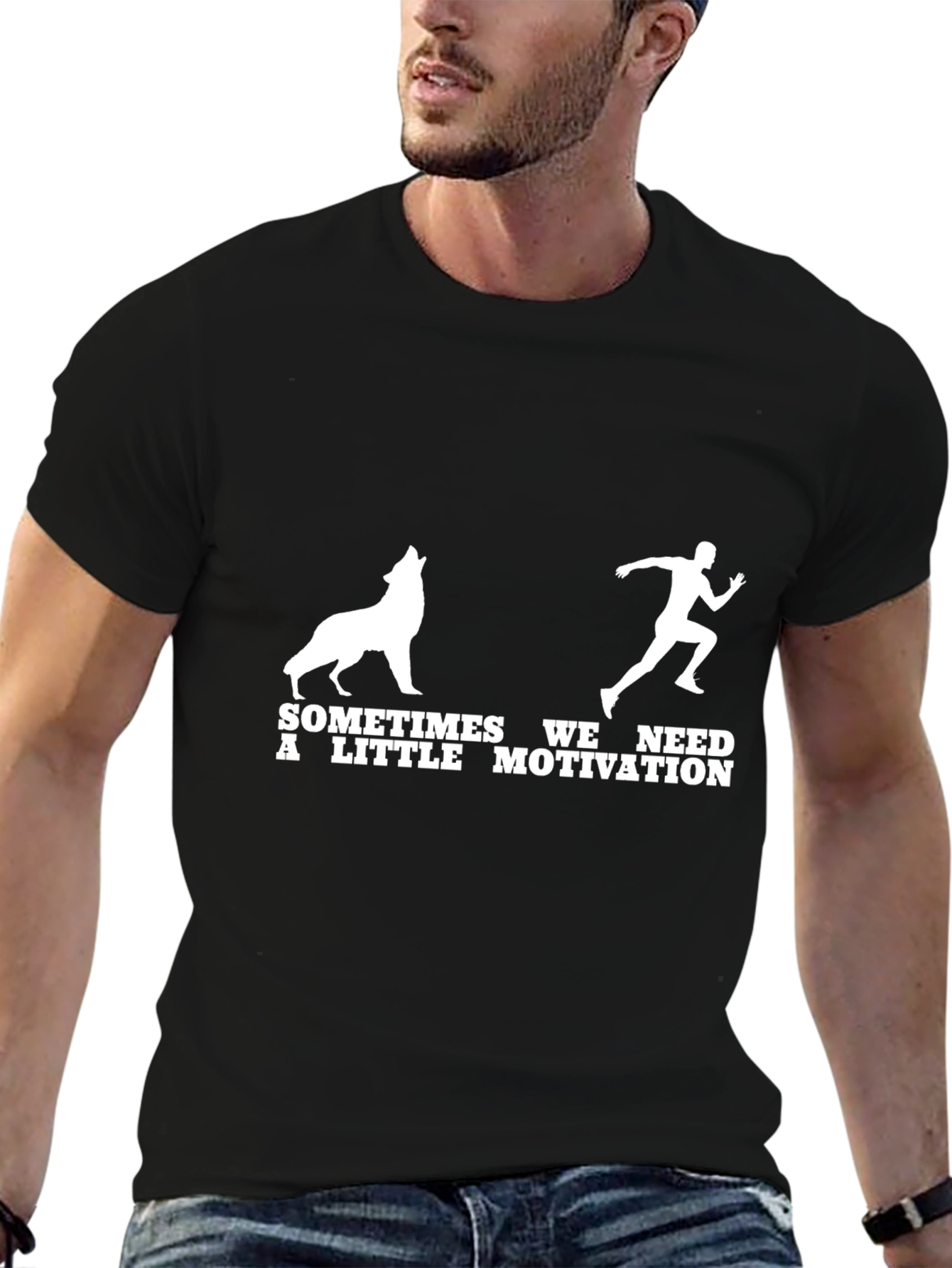 Motivation Run T-Shirt - Wolf Chasing Runner