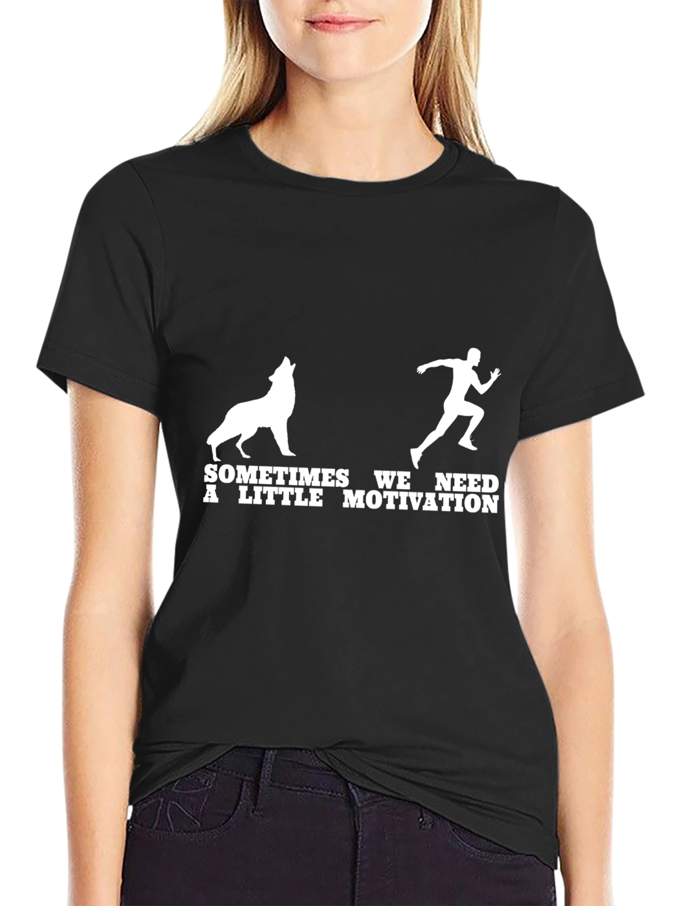 Motivation Run T-Shirt - Wolf Chasing Runner
