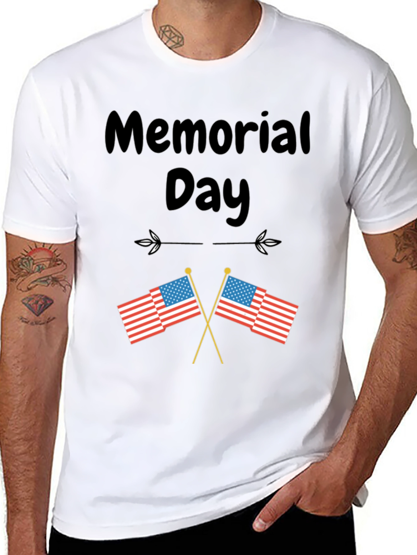 Memorial Day T-Shirt with US Flags