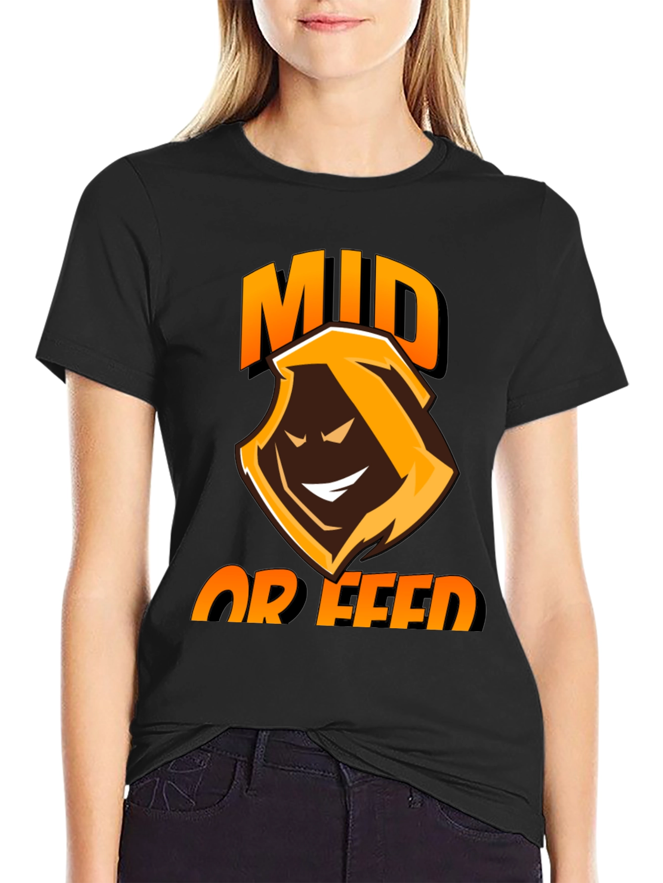 Mid or Feed Black Gaming T-Shirt