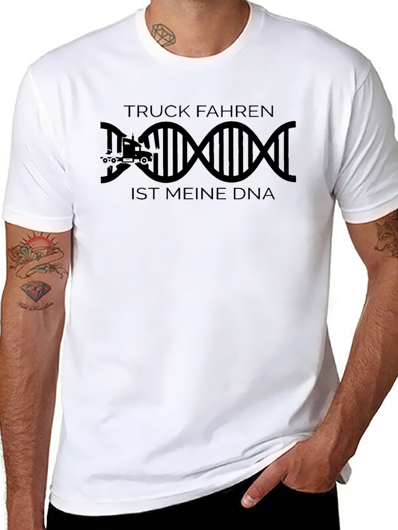 Truck DNA Graphic Tee - Black Cotton Trucker Shirt