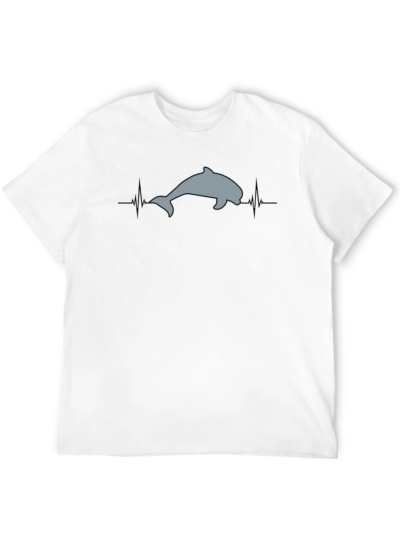 Dolphin Heartbeat T-Shirt - Black Cotton Tee