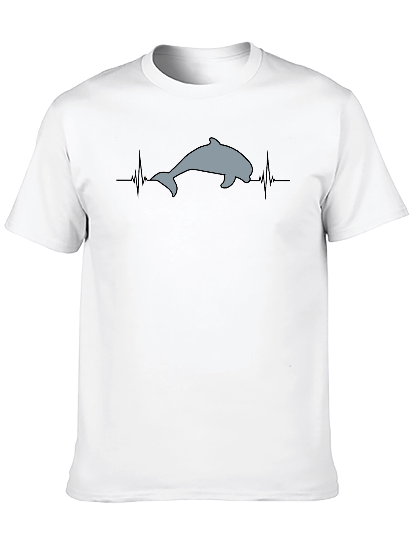 Dolphin Heartbeat T-Shirt - Black Cotton Tee