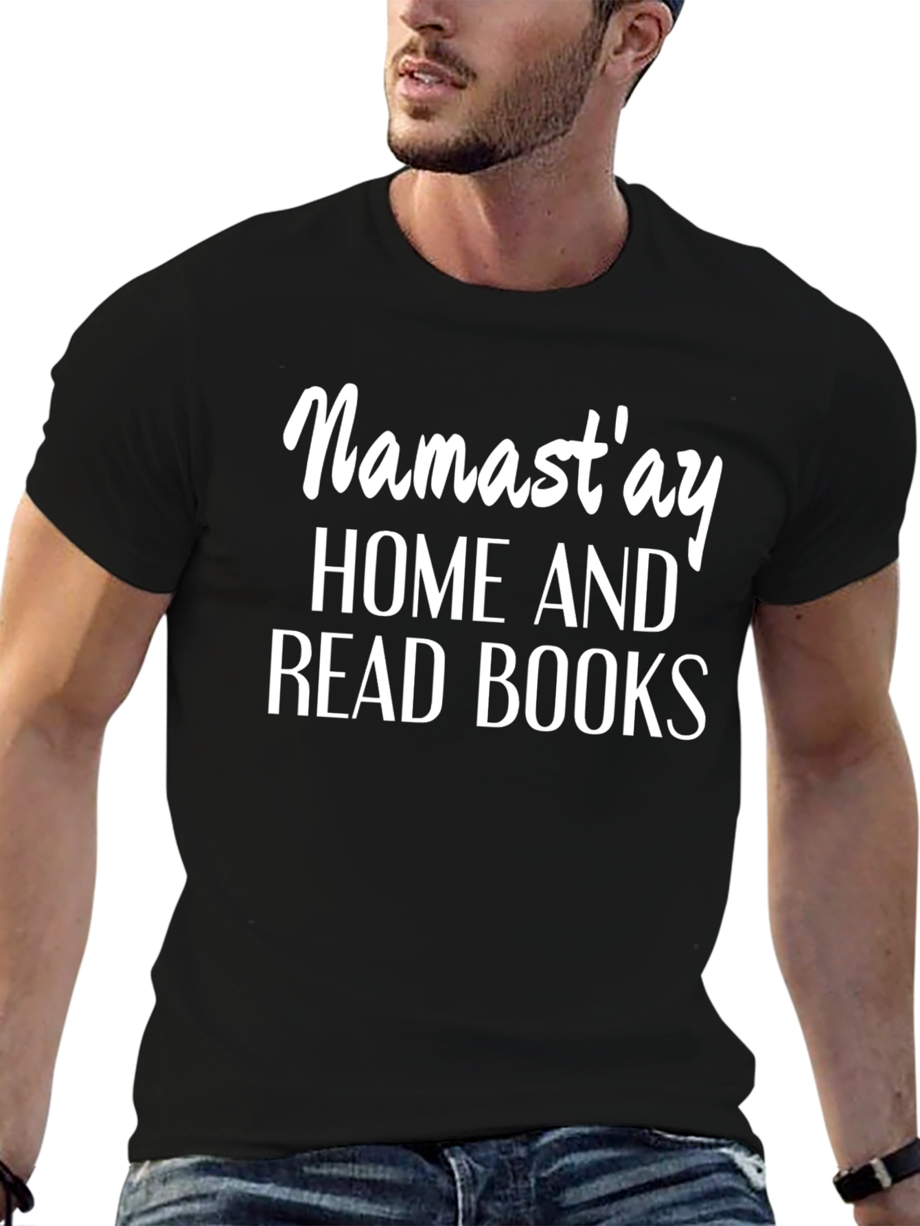 Namastay Home And Read Books Black T-Shirt