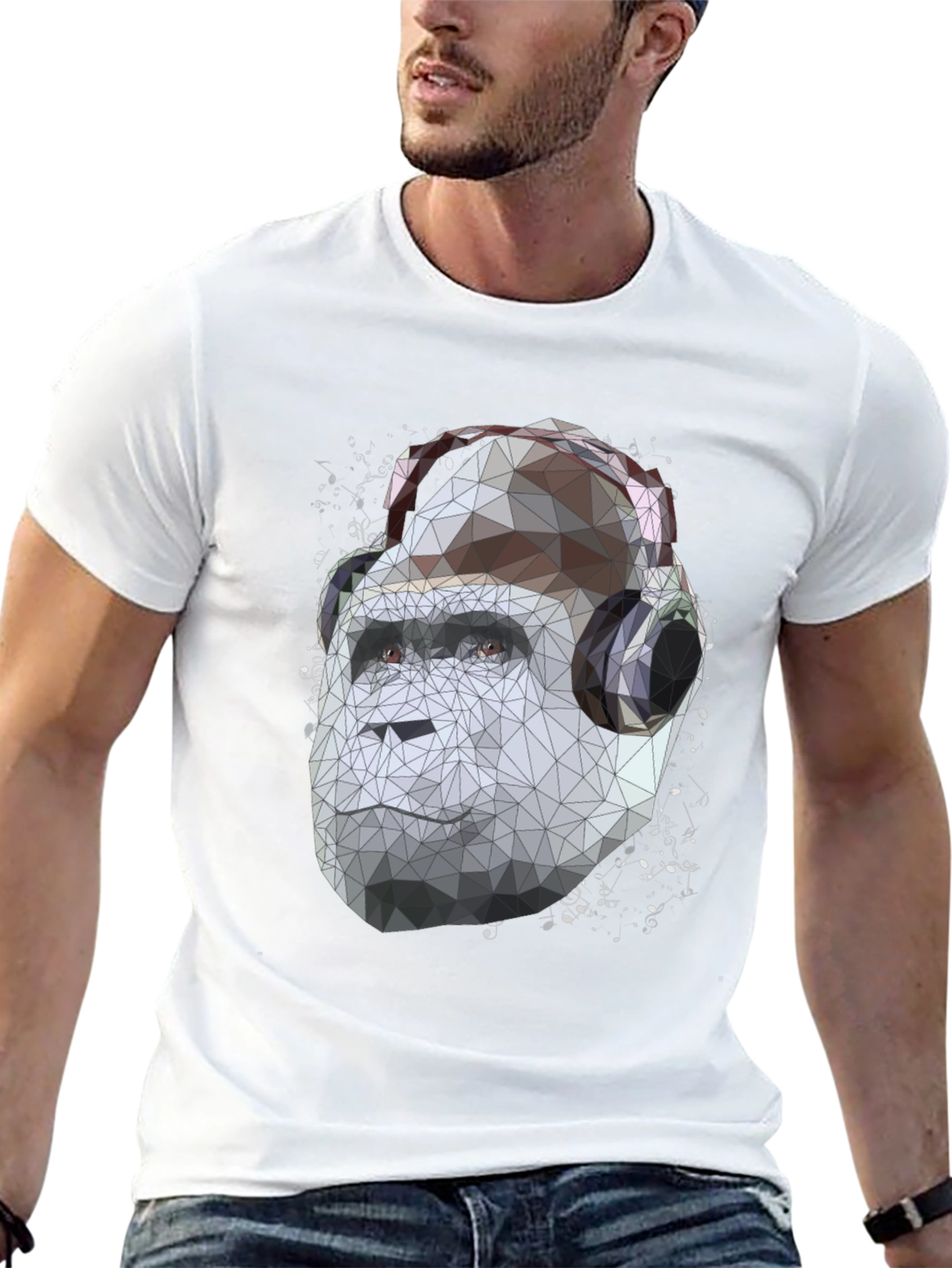 Geometric Gorilla Headphone Graphic Tee