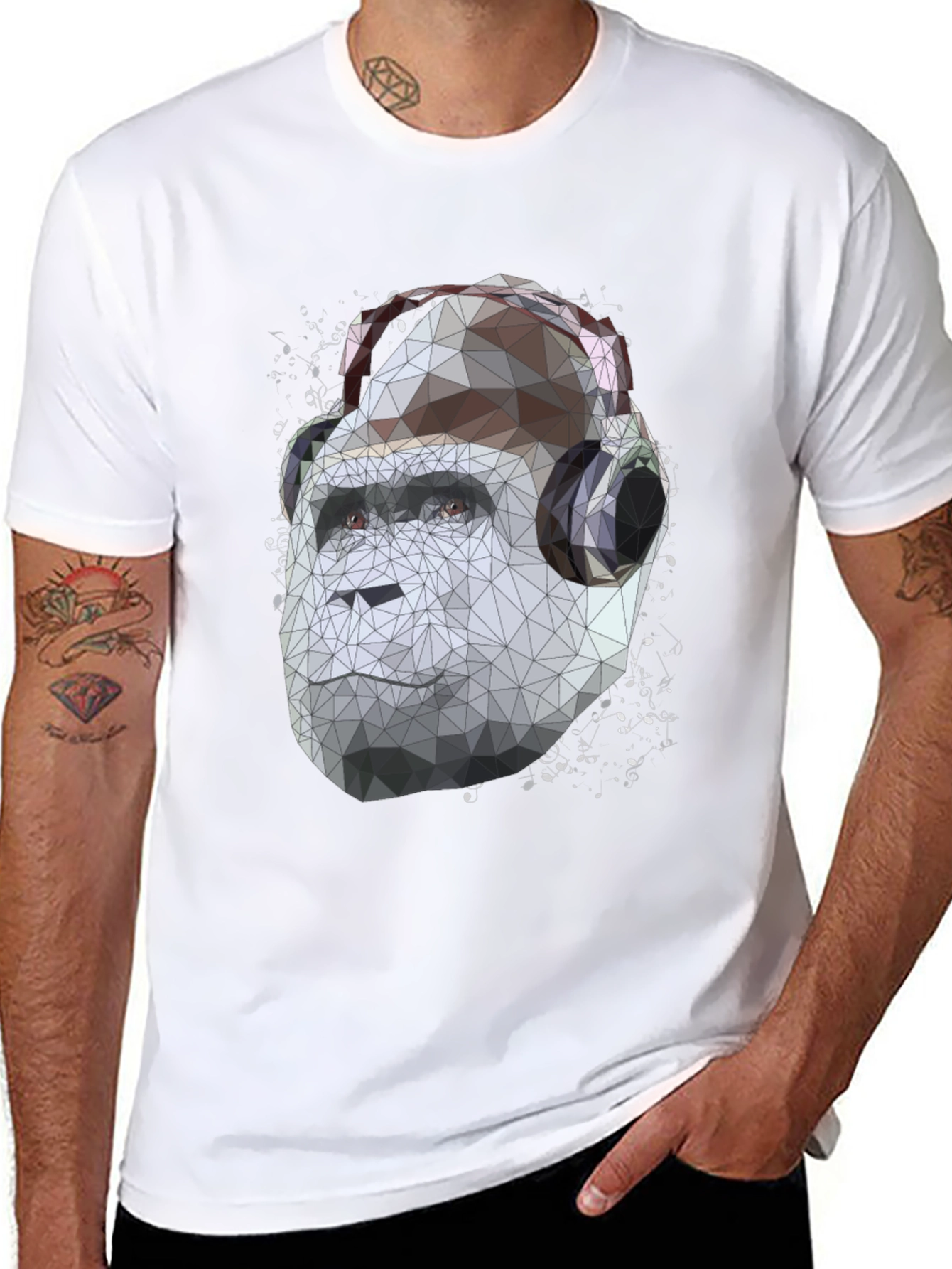 Geometric Gorilla Headphone Graphic Tee