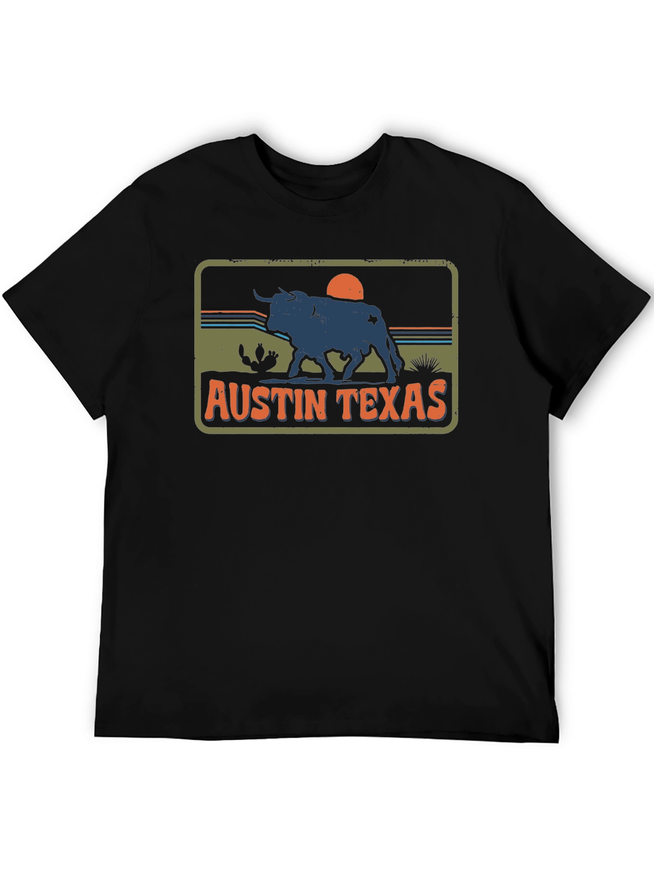 Austin Texas Bull Graphic Tee - Retro Style T-Shirt