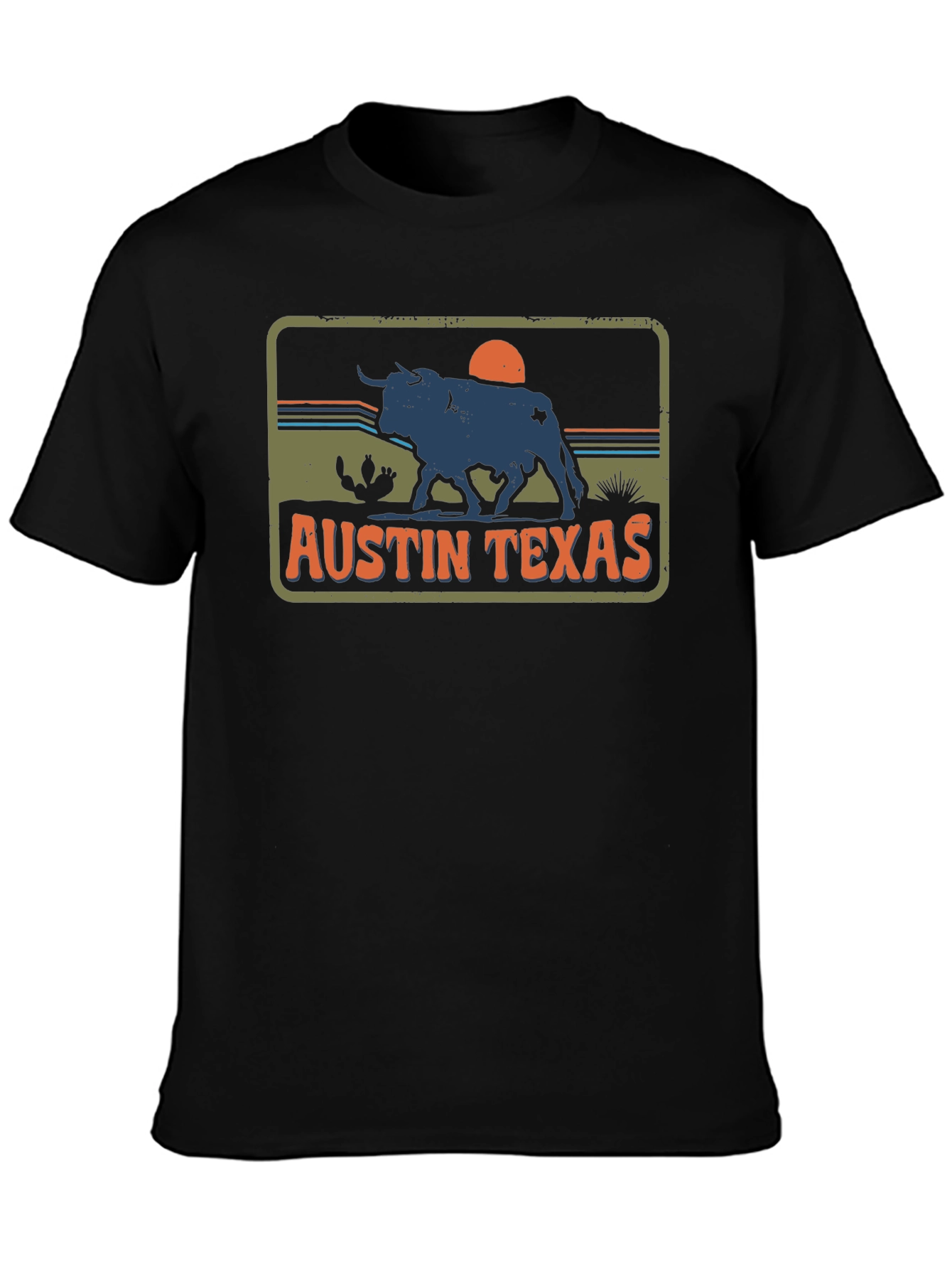 Austin Texas Bull Graphic Tee - Retro Style T-Shirt