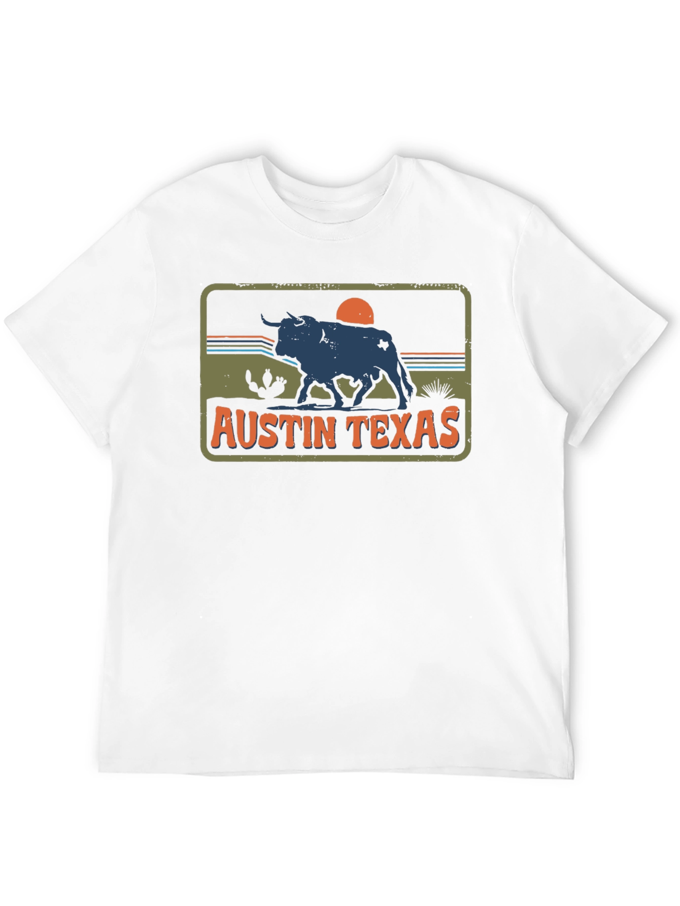 Austin Texas Bull Graphic Tee - Retro Style T-Shirt