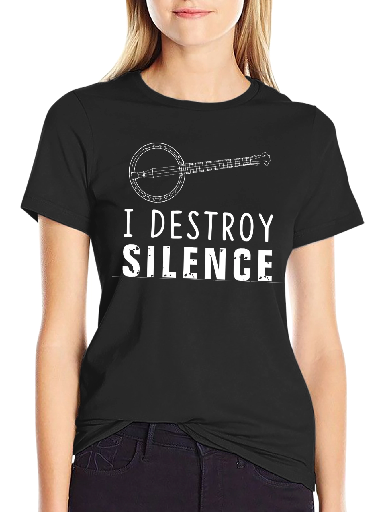 I Destroy Silence Banjo Black T-Shirt