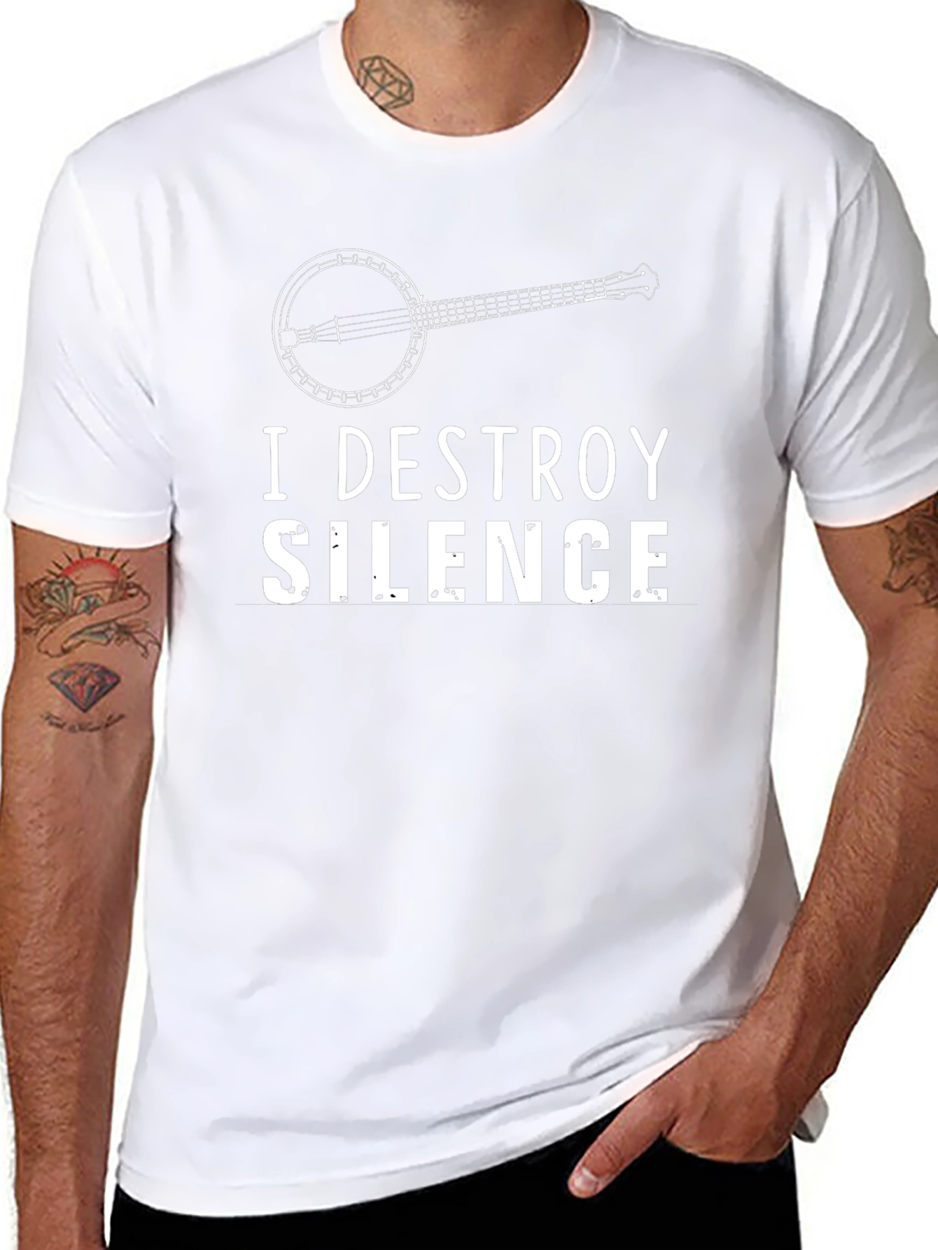 I Destroy Silence Banjo Black T-Shirt