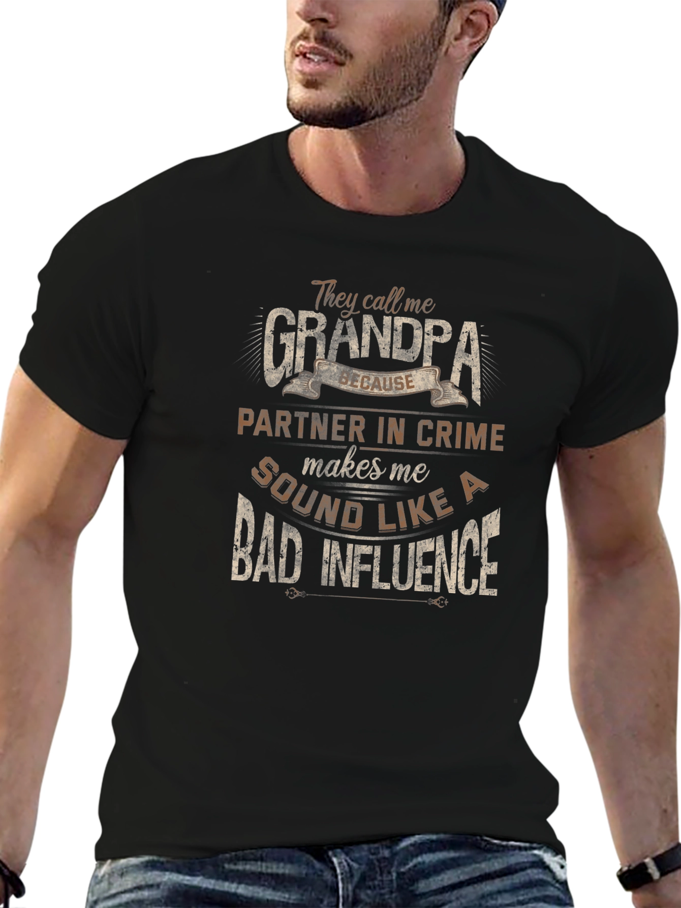 Grandpa Bad Influence Graphic Tee - Black