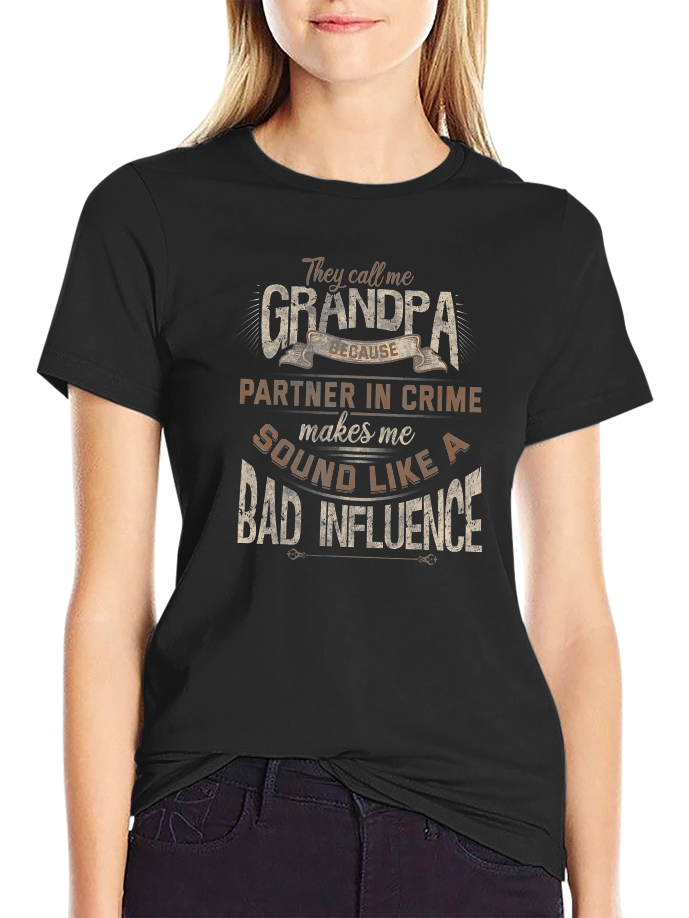 Grandpa Bad Influence Graphic Tee - Black