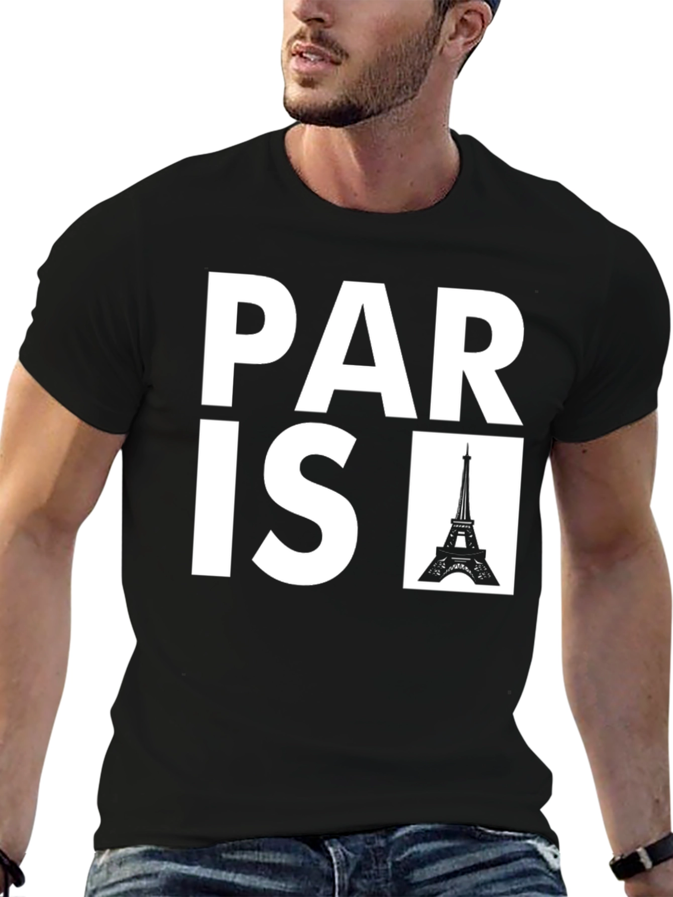 Paris Eiffel Tower Black Graphic Tee