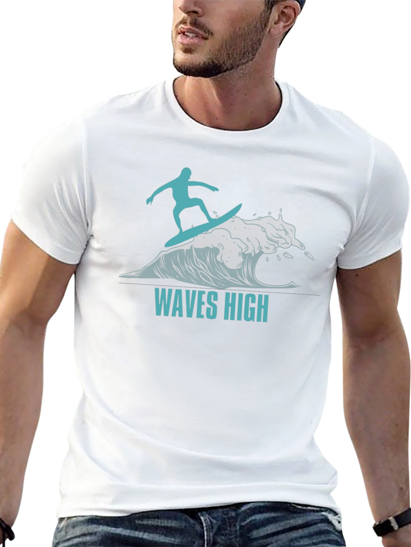 Waves High Surfer Graphic T-Shirt - Black