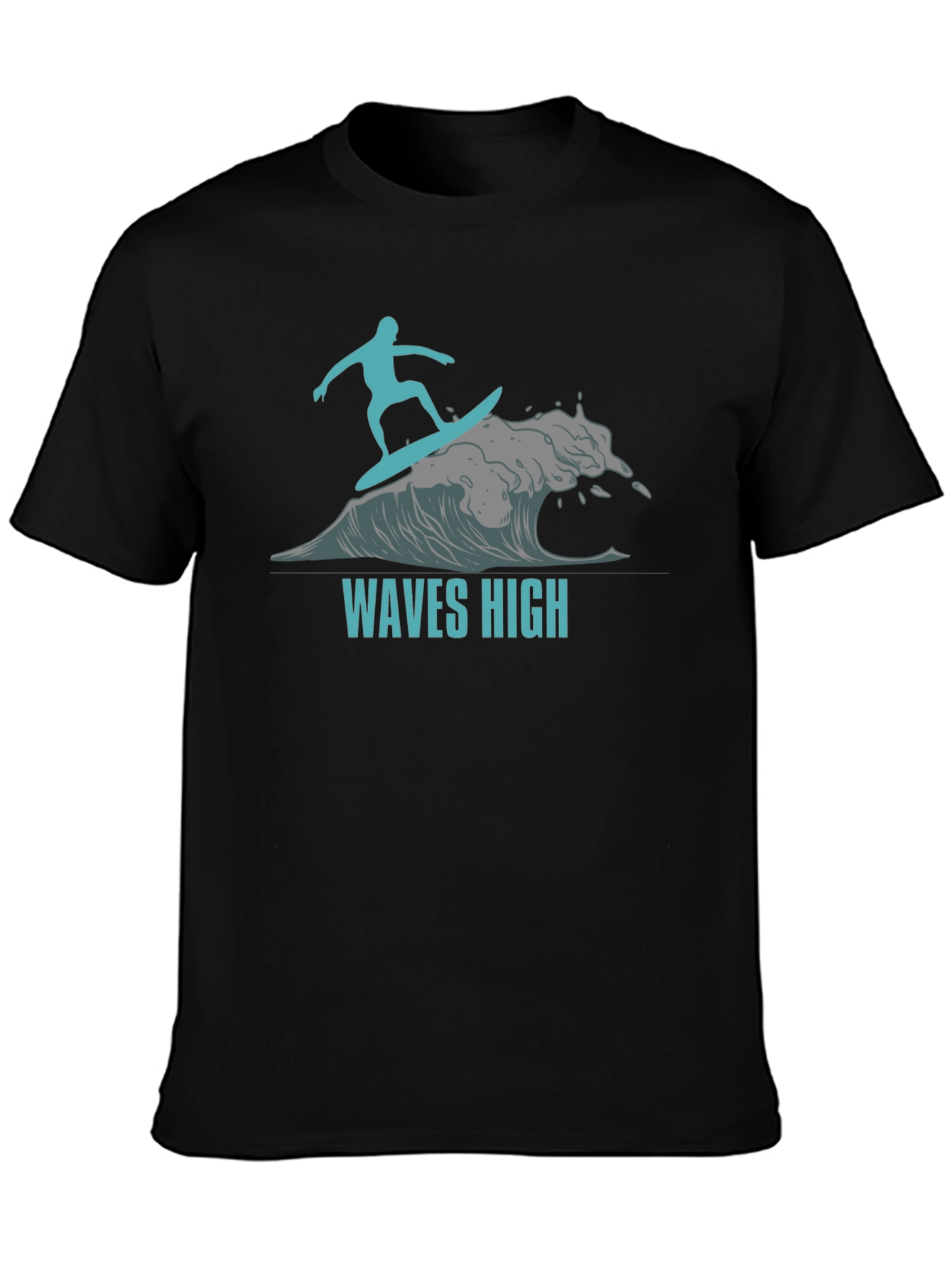 Waves High Surfer Graphic T-Shirt - Black