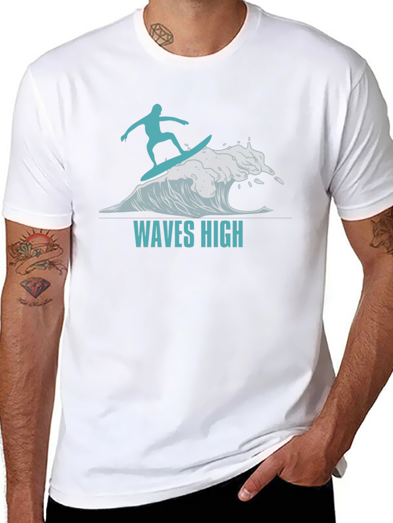 Waves High Surfer Graphic T-Shirt - Black