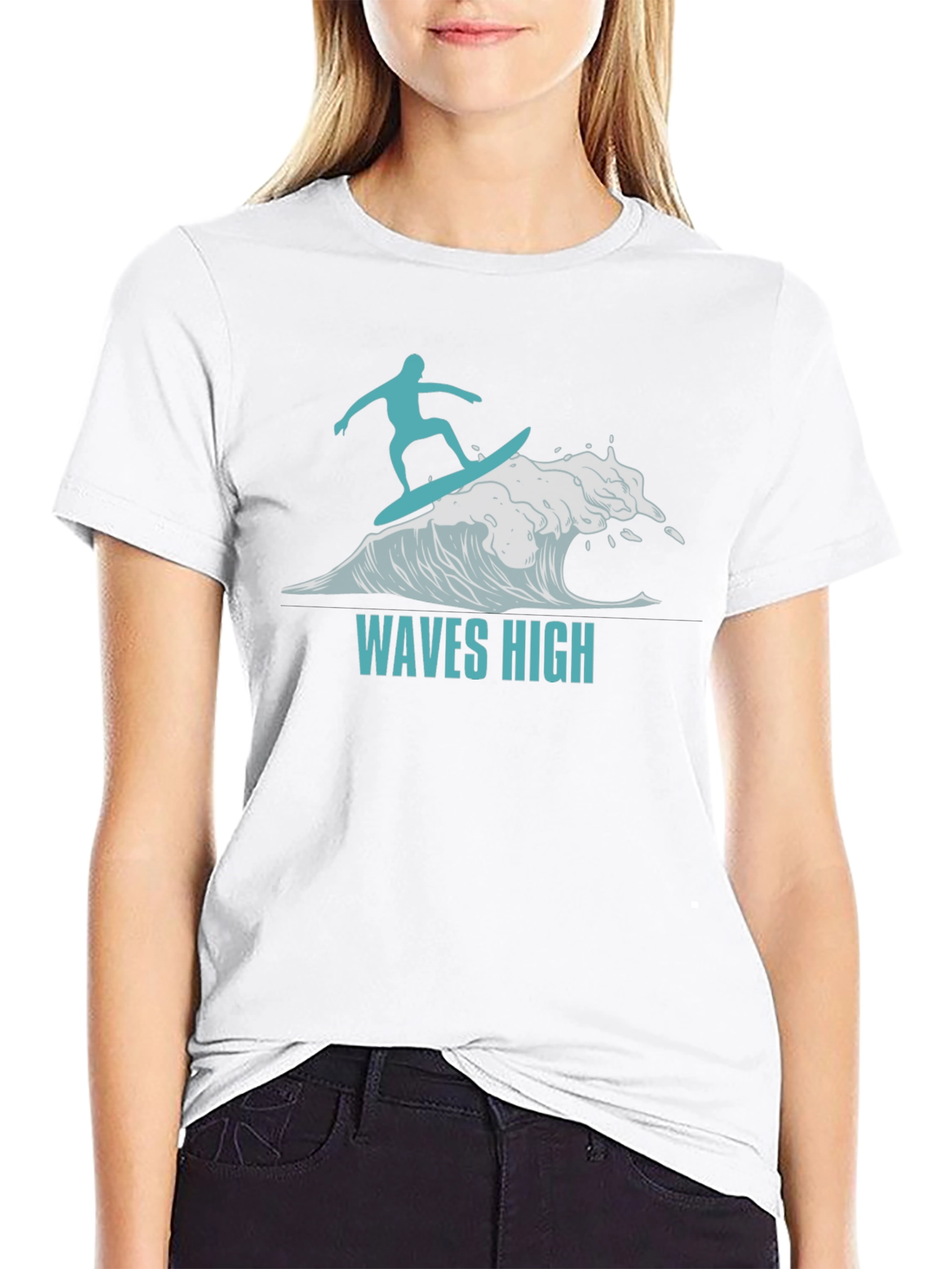 Waves High Surfer Graphic T-Shirt - Black