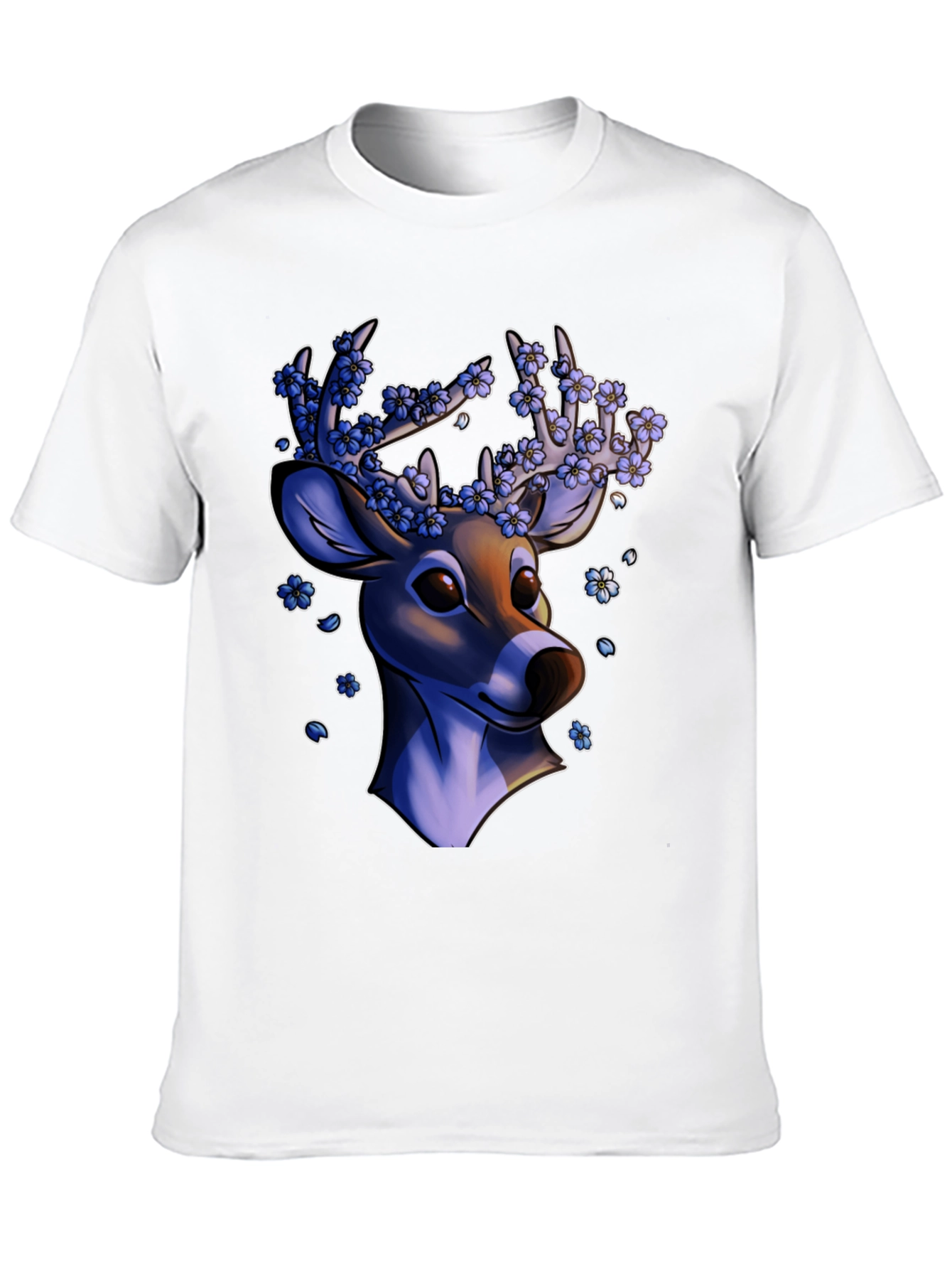 Floral Deer Graphic Tee - Black Unisex T-Shirt
