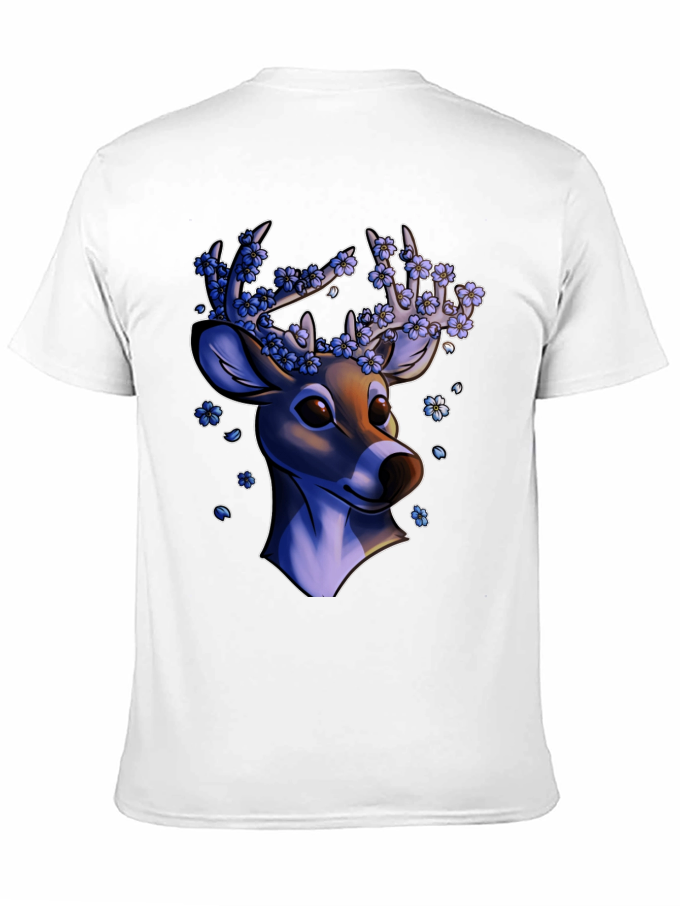 Floral Deer Graphic Tee - Black Unisex T-Shirt