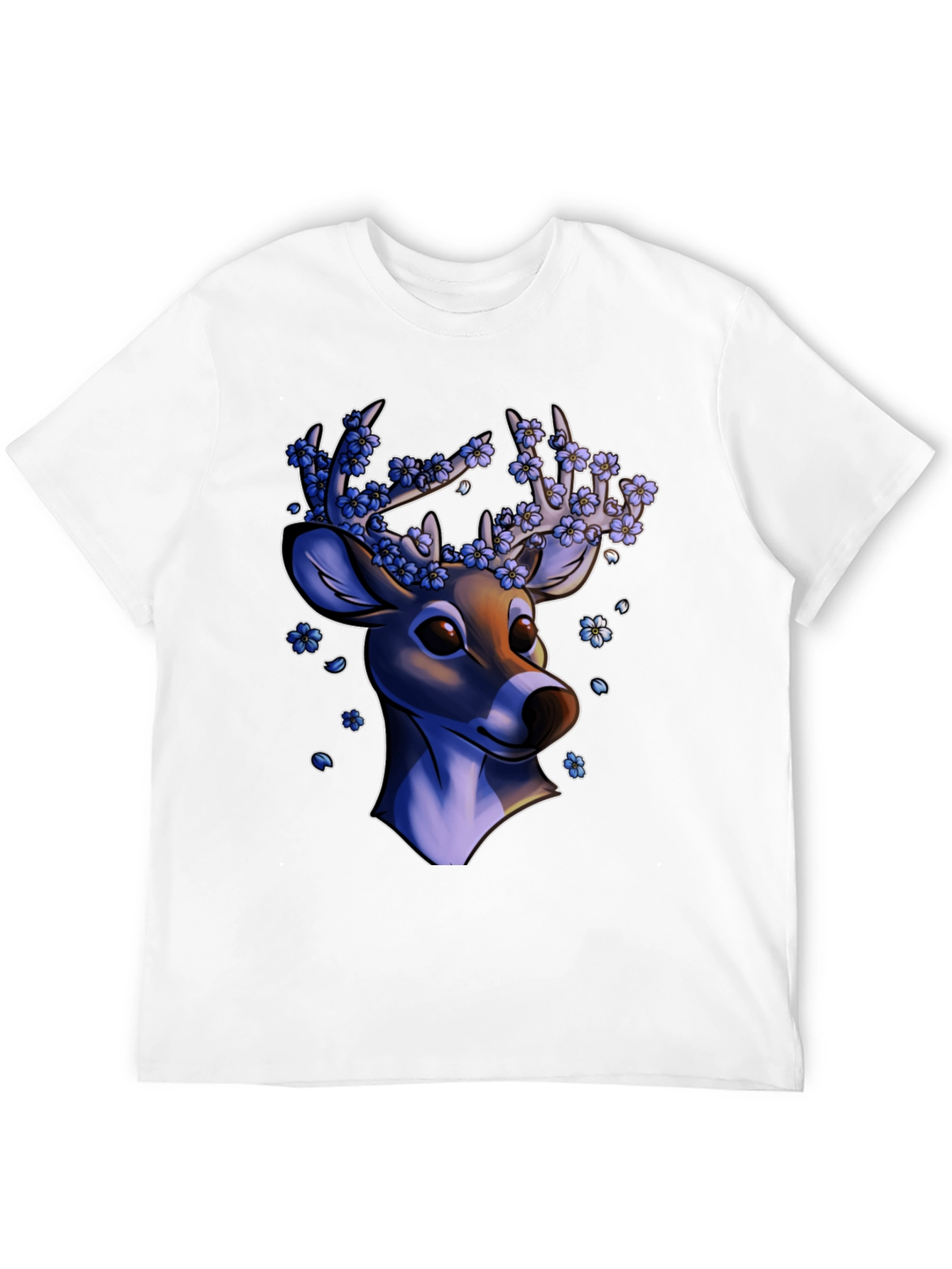 Floral Deer Graphic Tee - Black Unisex T-Shirt